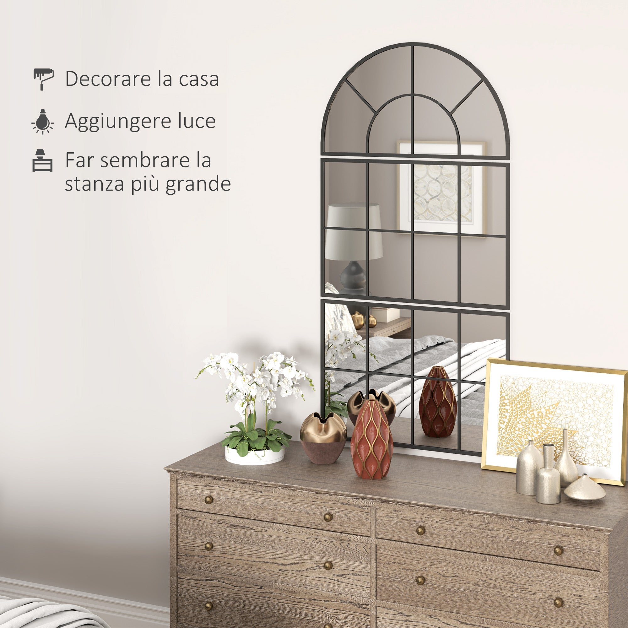 EasyComfort Arco wandspiegel set (3-delig) 76x43 cm, zwart