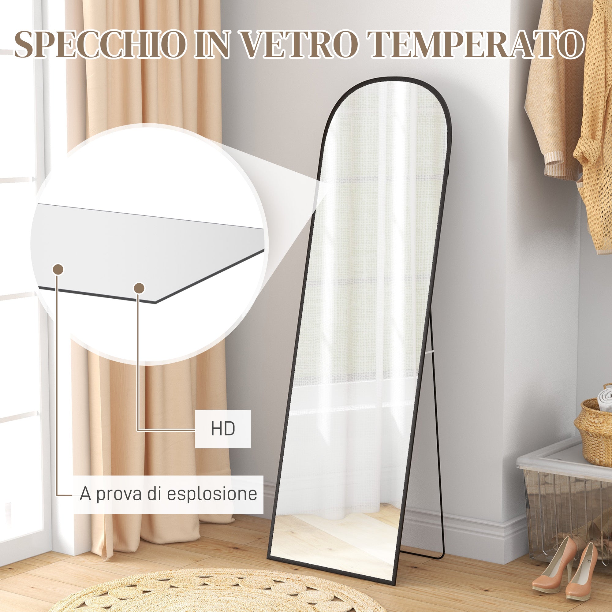 EasyComfort Spiegel vrijstaand/wand 50x161.5 cm, zwart