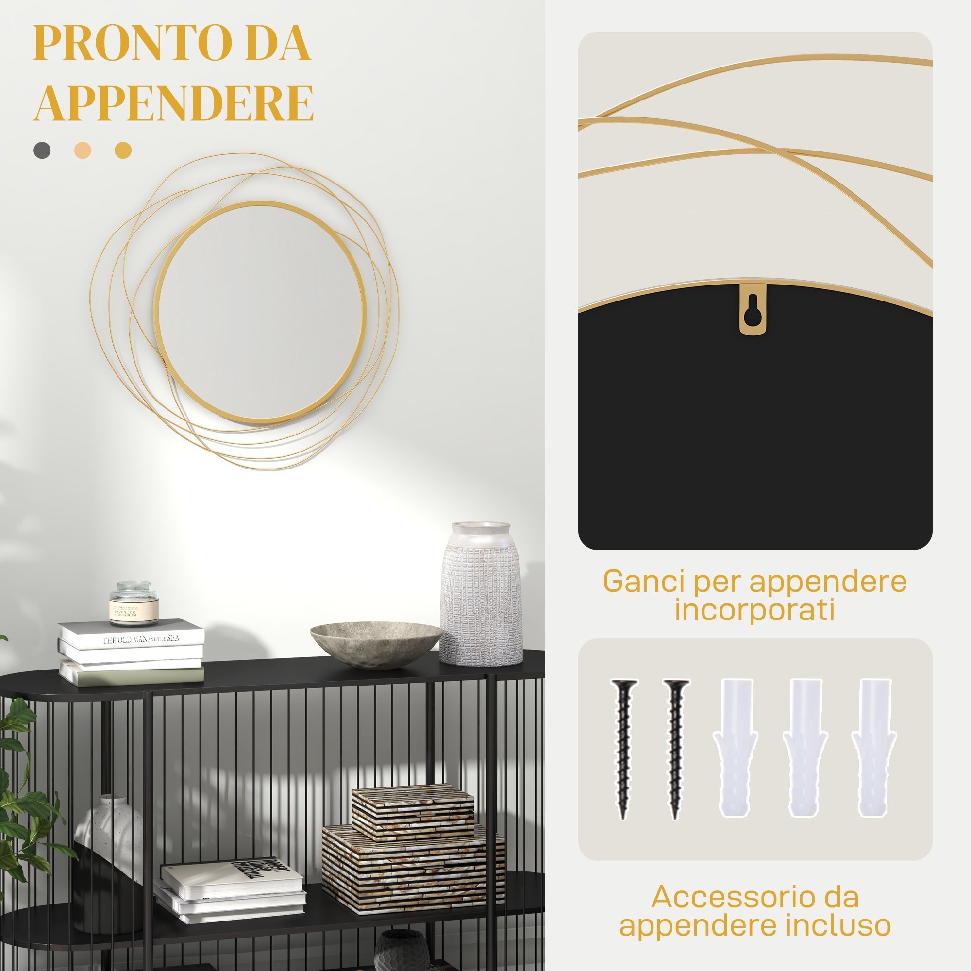 EasyComfort Rond wandspiegel Ø65 cm goud