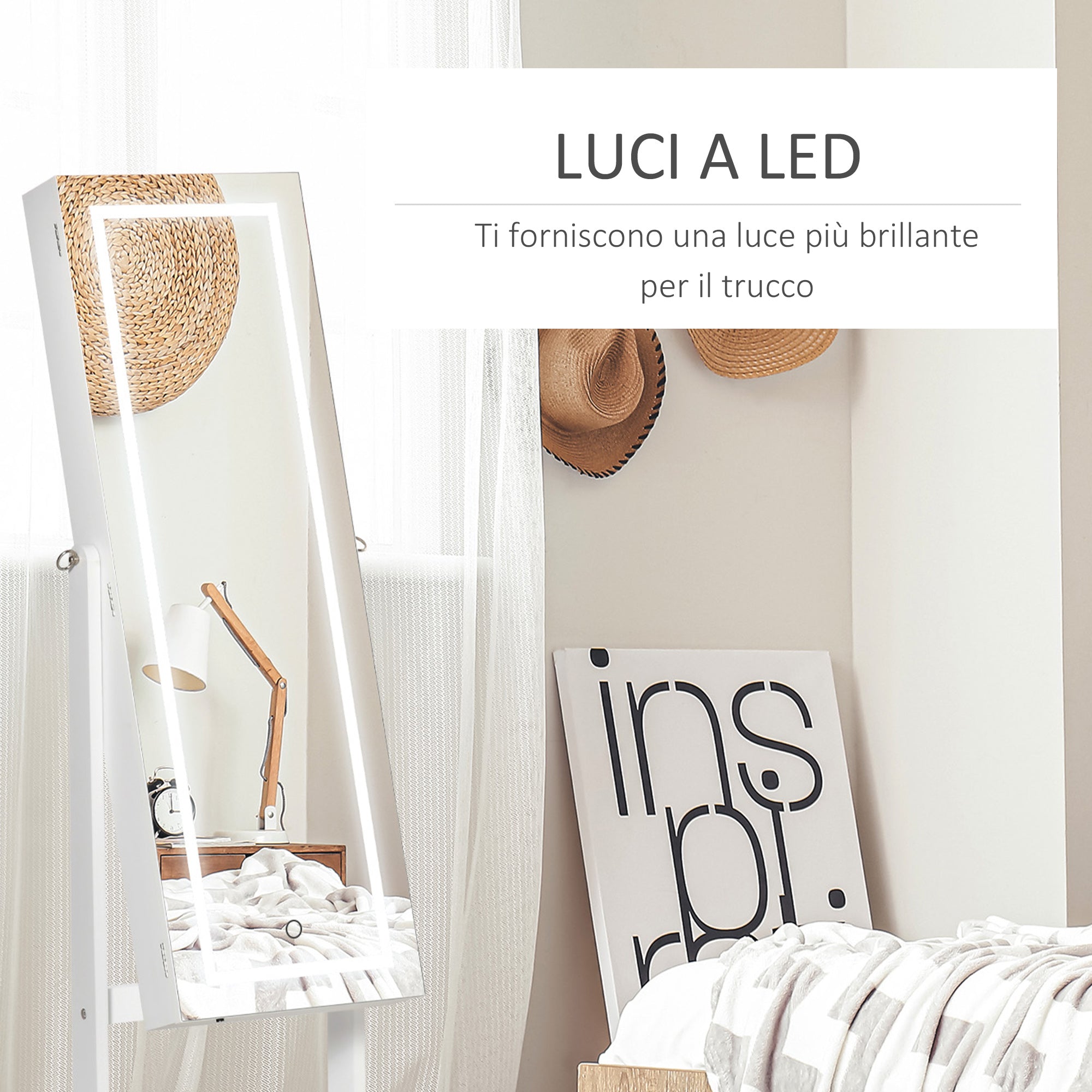 EasyComfort staande sieradekast met LED-verlichting 46x36.5x151.5 cm