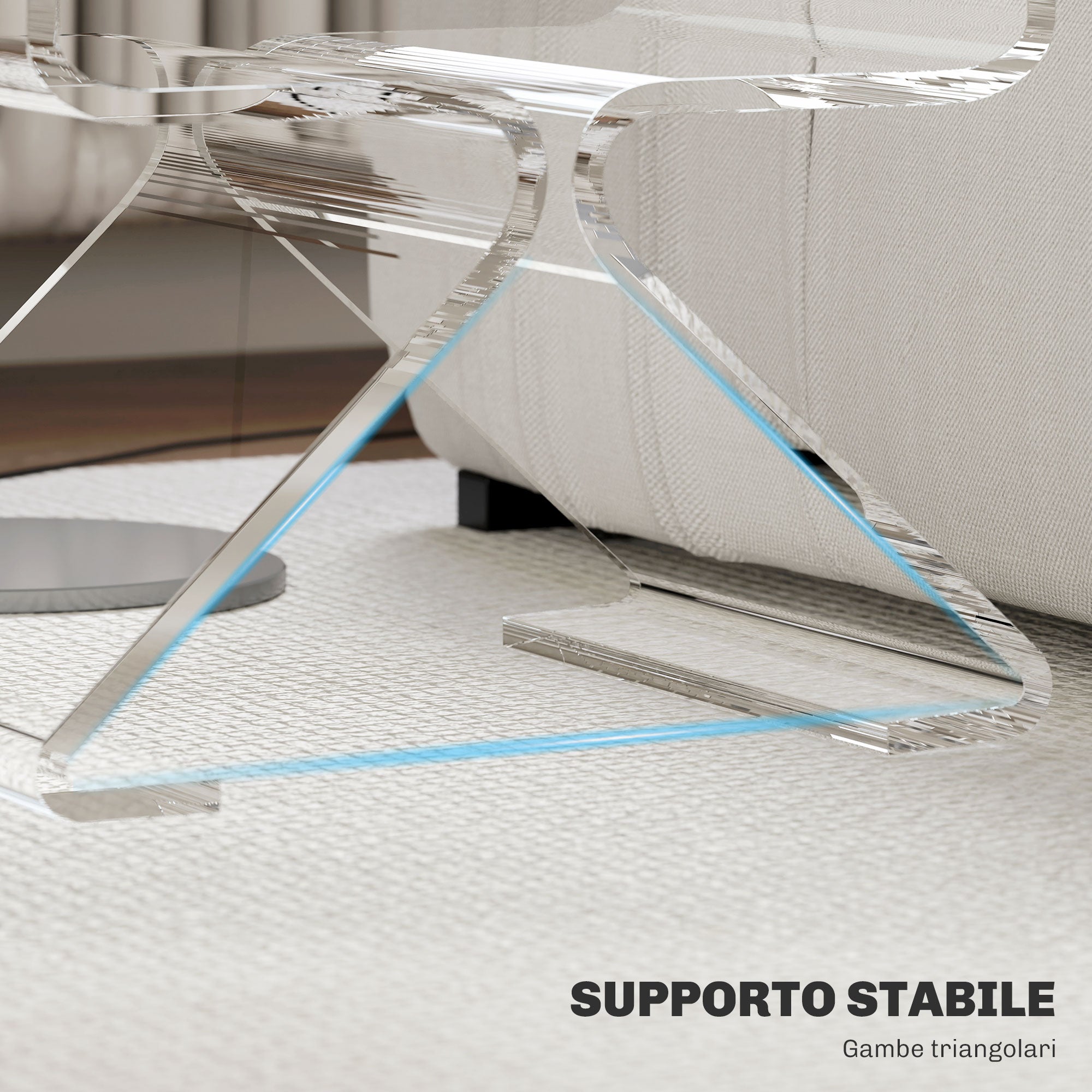 EasyComfort Tavolino Basso Geometrico a 2 Livelli in Acrilico with Gambe Triangolari, 40x30x45 cm, Trasparente