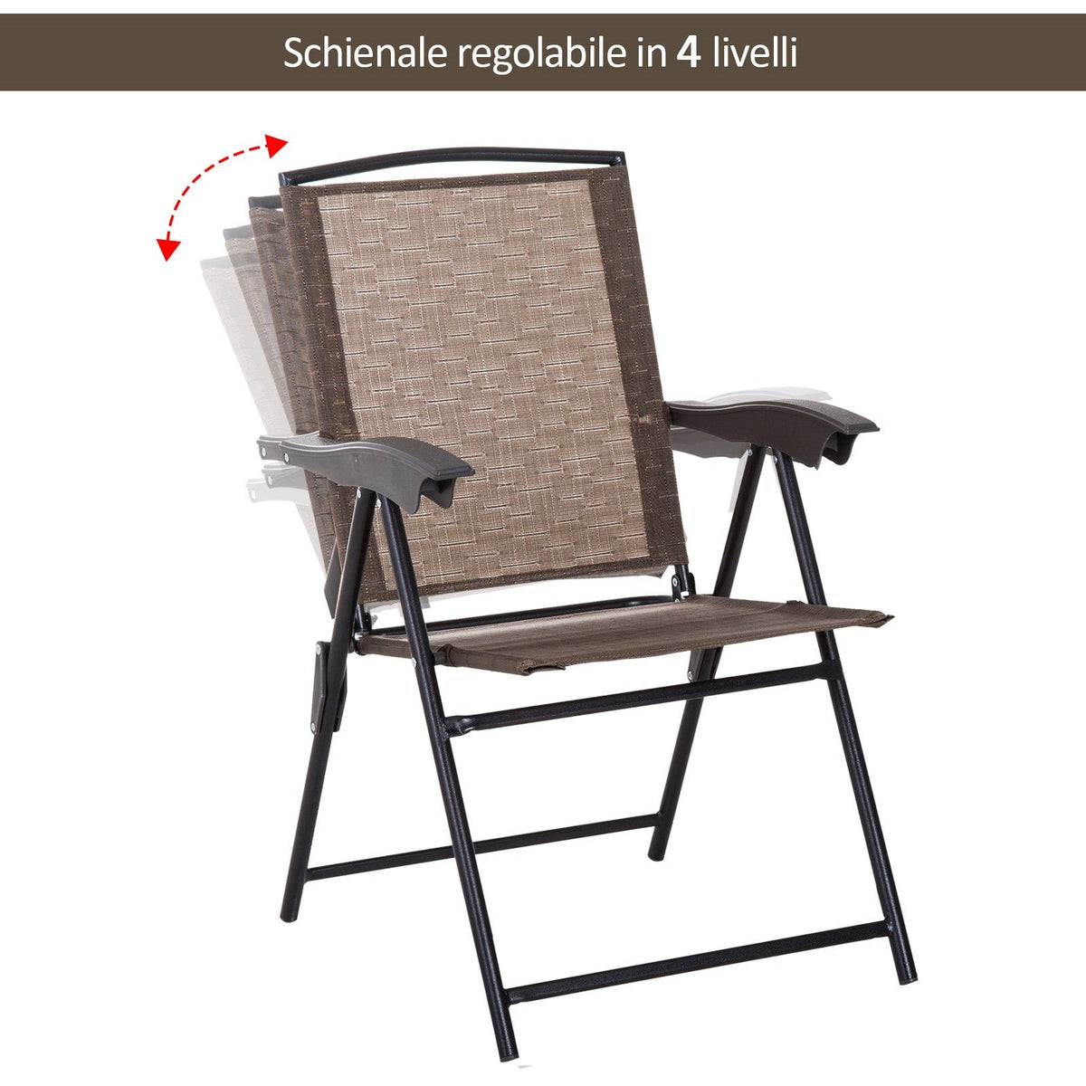 EasyComfort Tavolino tuintafelset 3-delig (tafel Ø60 cm + 2 inklapbare stoelen)