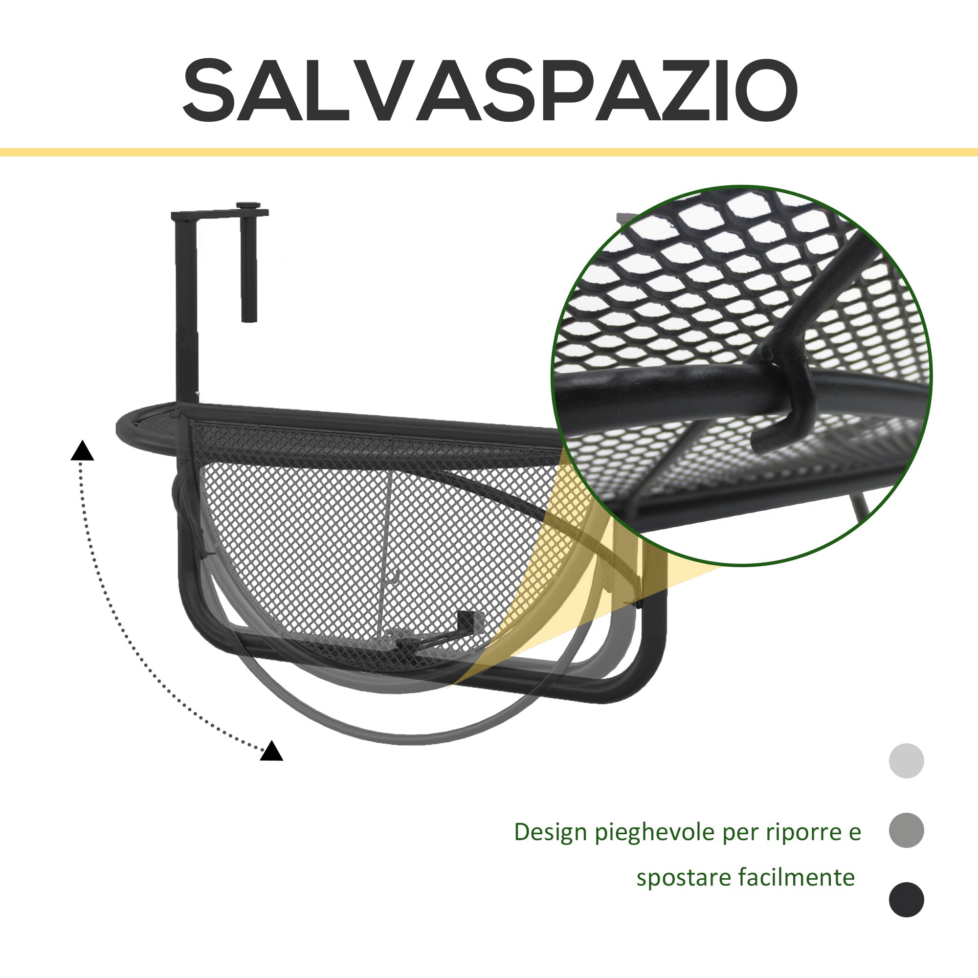 EASYCOMFORT Balkontafeltje, verstelbaar 60x45x50 (cm)