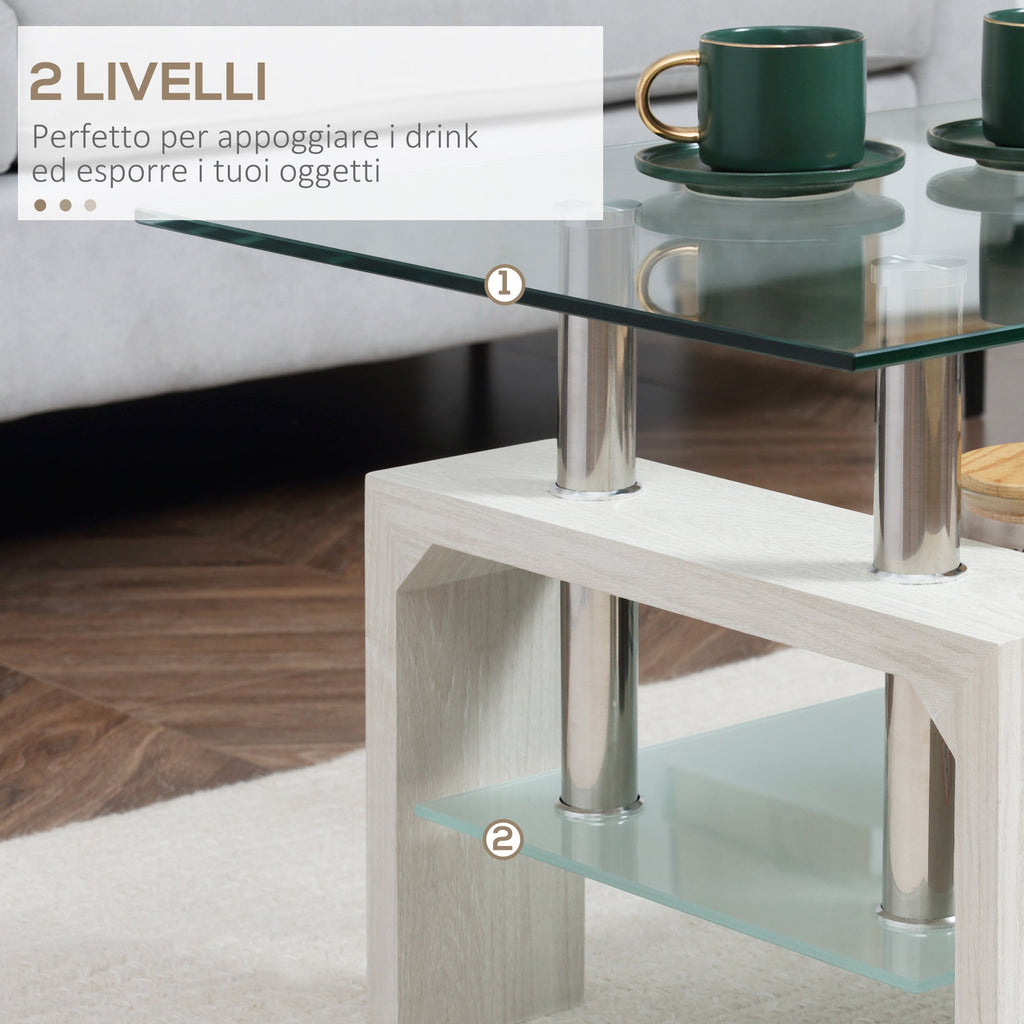 EasyComfort 2-laags salontafel 90x50x42 cm wit