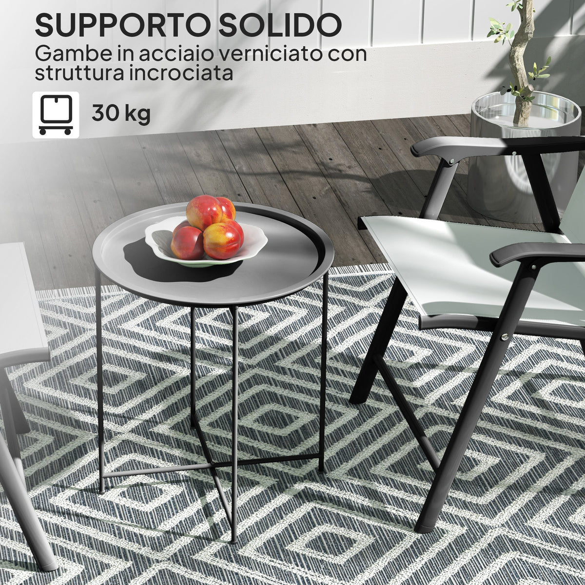 EasyComfort Tavolino da Giardino buitentafel Ø46 x 50A cm zwart