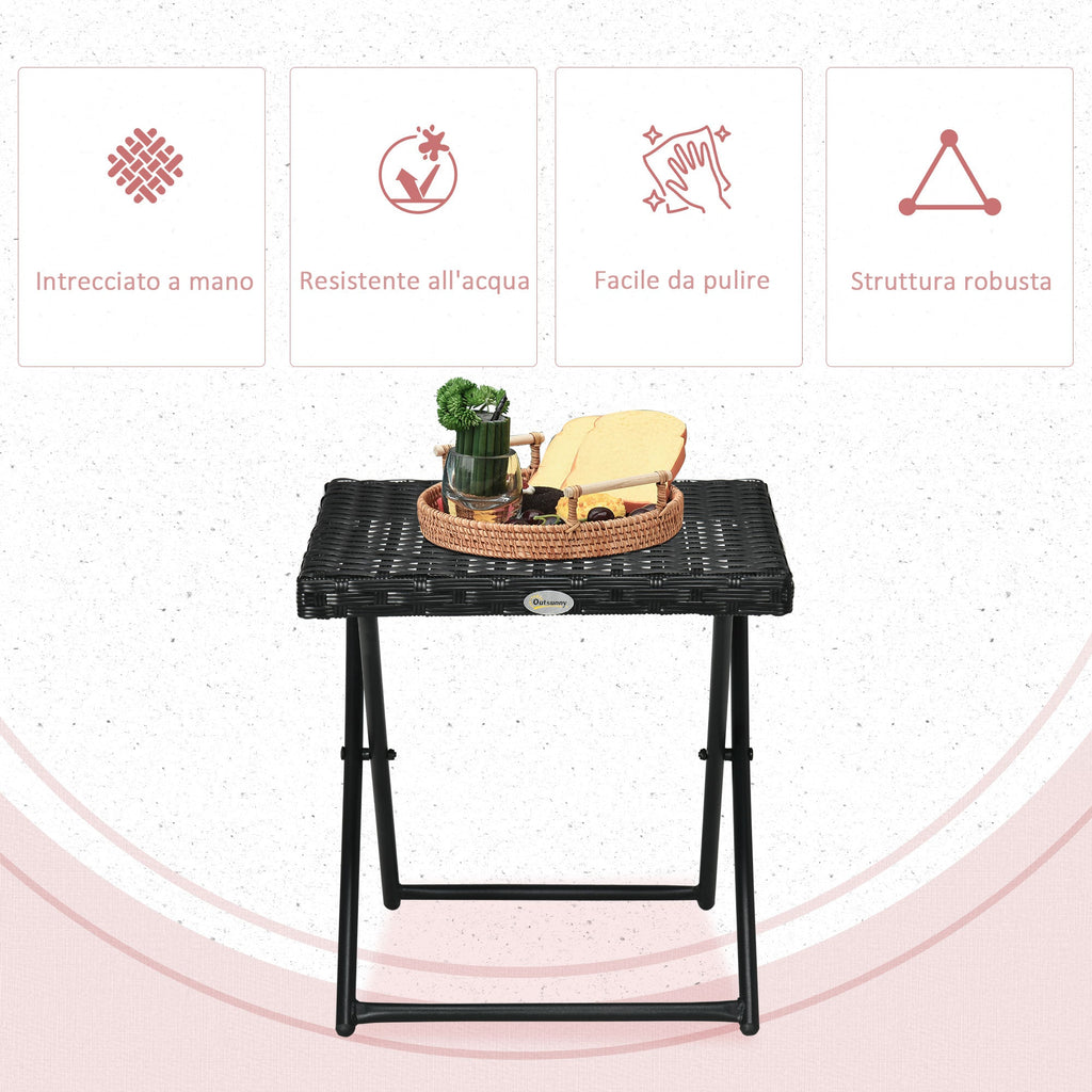 EasyComfort Vouwbare bijzettafel voor tuin 40x40x40 cm, zwart