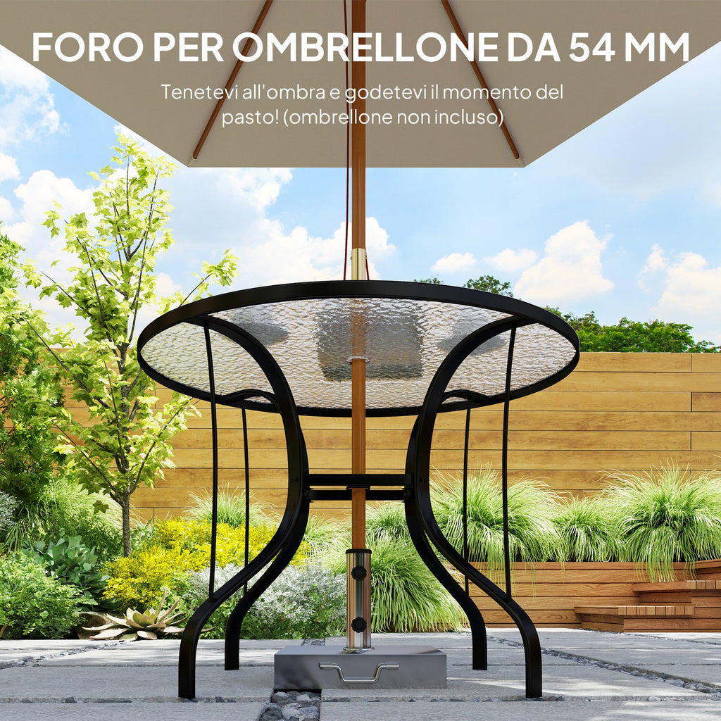EasyComfort Tavolino rond tuintafel Ø96.5 x 71A cm met parasolgat, zwart