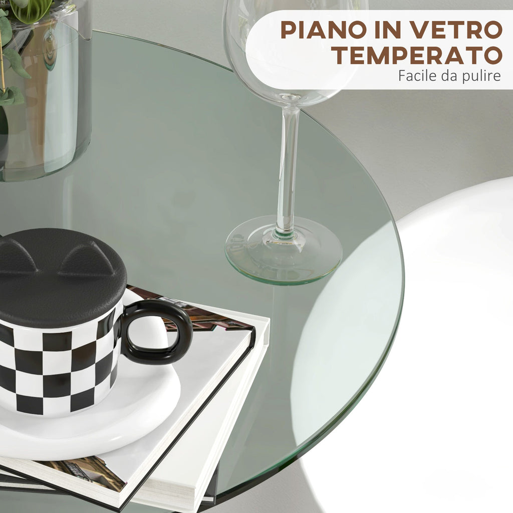 EasyComfort Tavolo Alto da Bar Moderno Rotondo with Base in Acciaio e Piano in Vetro, Ø70x102cm, Trasparente