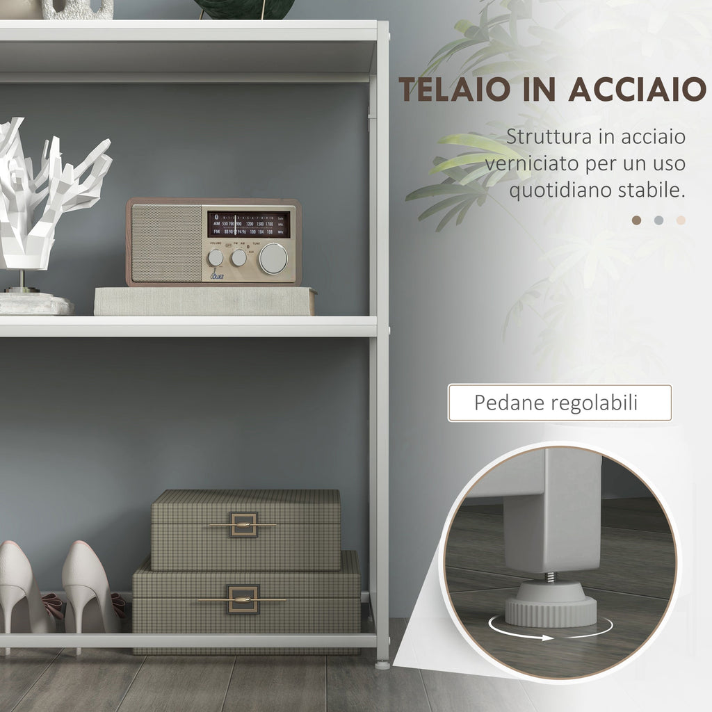 EasyComfort Tavolo Consolle da Ingresso with Ripiano Aperto, in Acciaio e Truciolato, 100x30x87 cm, white
