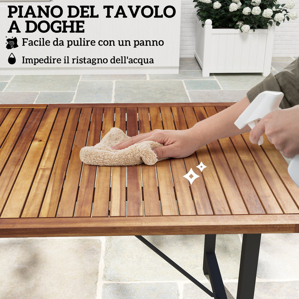 EasyComfort Tavolo da Giardino 160x90 cm buitentafel in acaciahout en staal