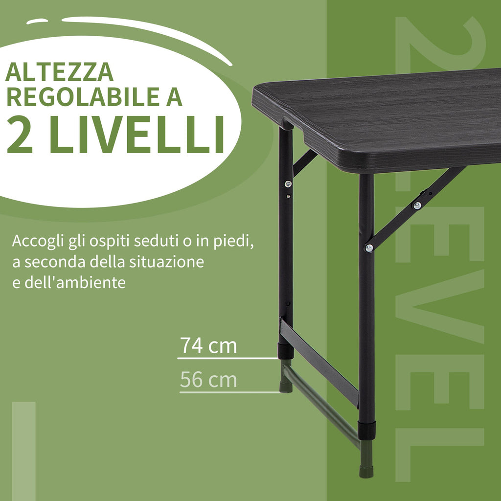 EasyComfort inklapbare tuintafel 4-persoons 118x60 cm – 2 hoogtes
