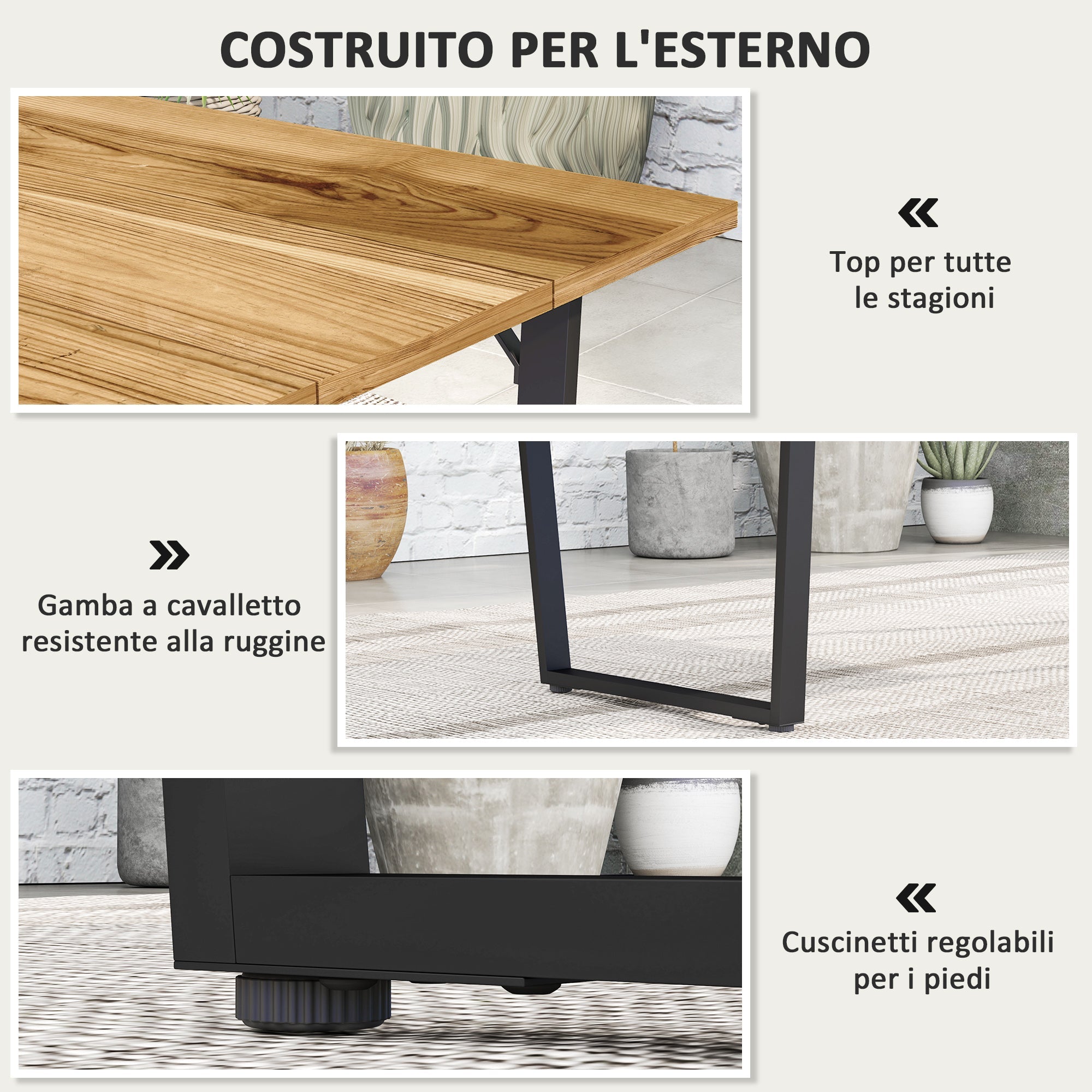 EasyComfort rechthoekige tuintafel 6-persoons 175x80x75 cm