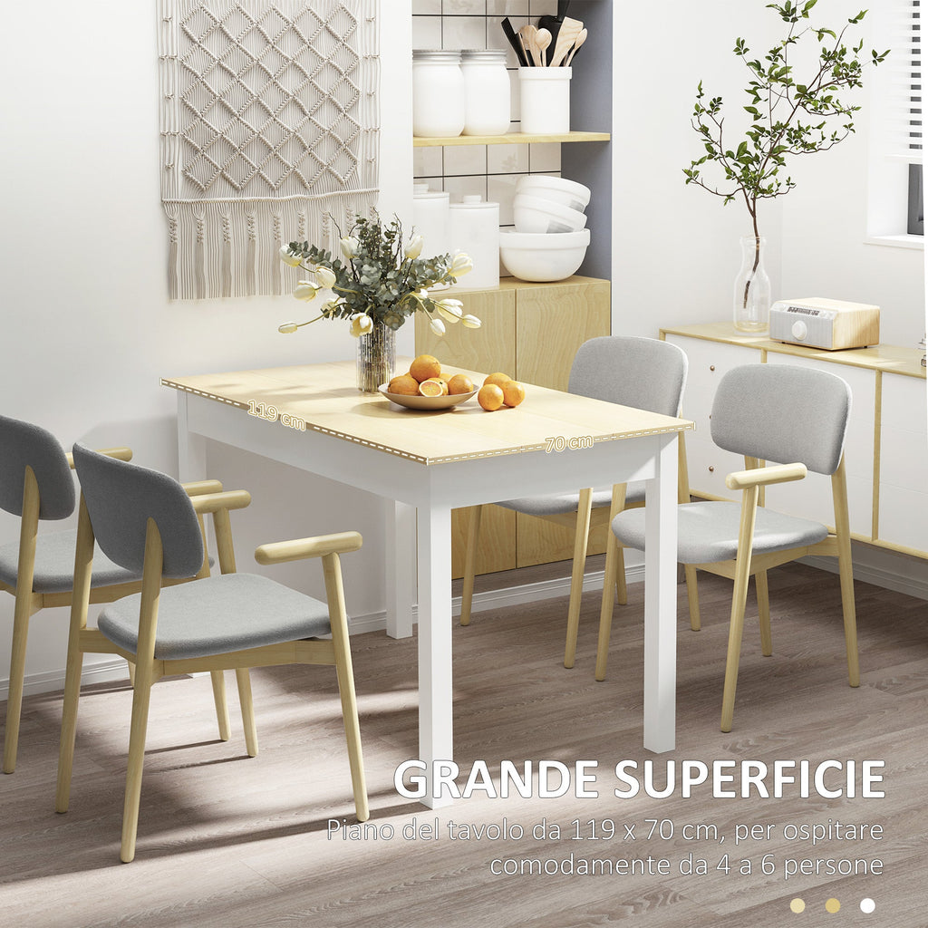 EasyComfort Tavolo da Pranzo Eettafel 4–6 pers, 119x70x75 cm, wit/eikenlook