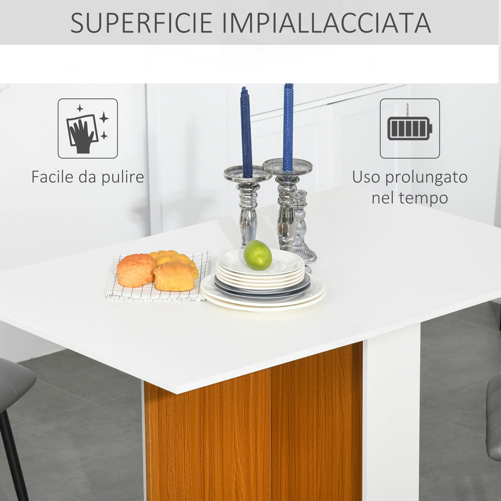 Easycomfort Tavolo da Pranzo Allungabile, Design Moderno, Tavolo Pieghevole Salvaspazio with Ruote 120 × 80 × 73cm