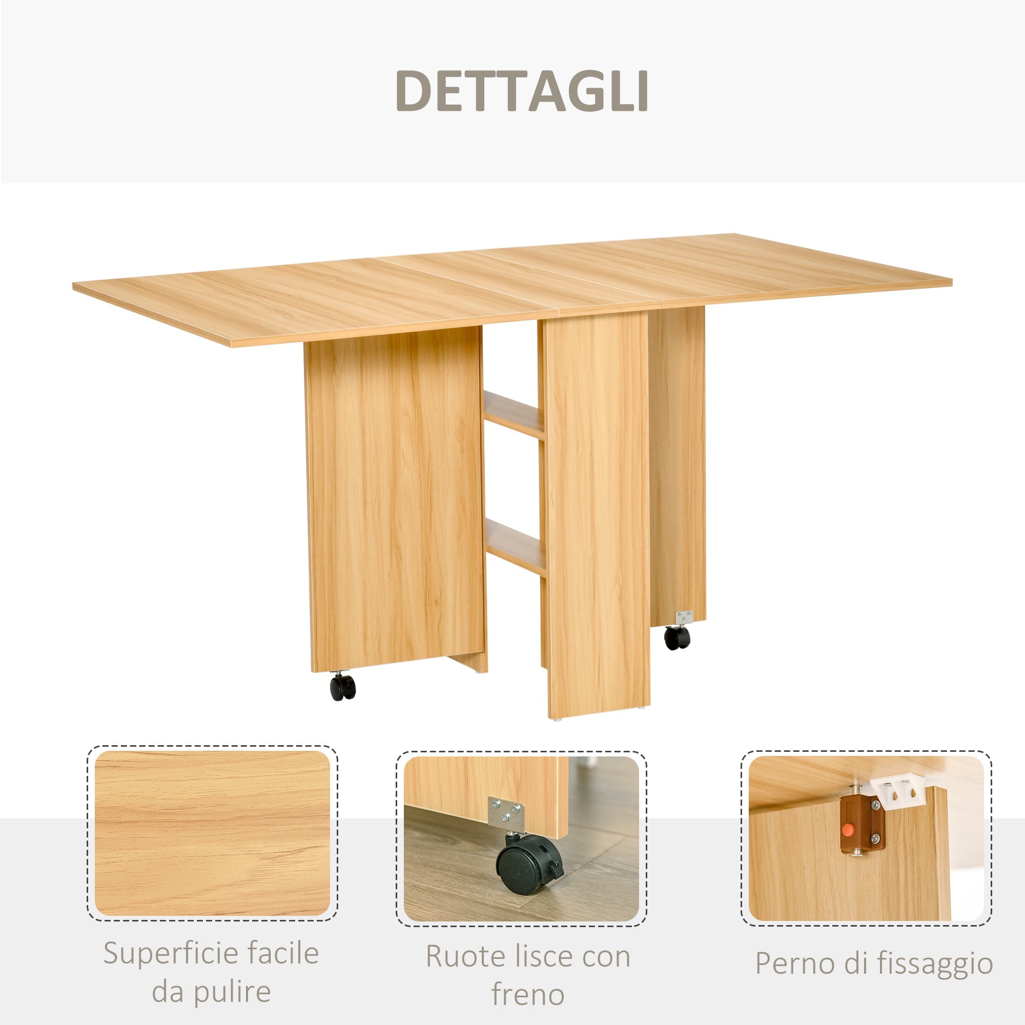 EasyComfort Tavolo opvouwbare eettafel 4-6 personen, 140×80×74 cm