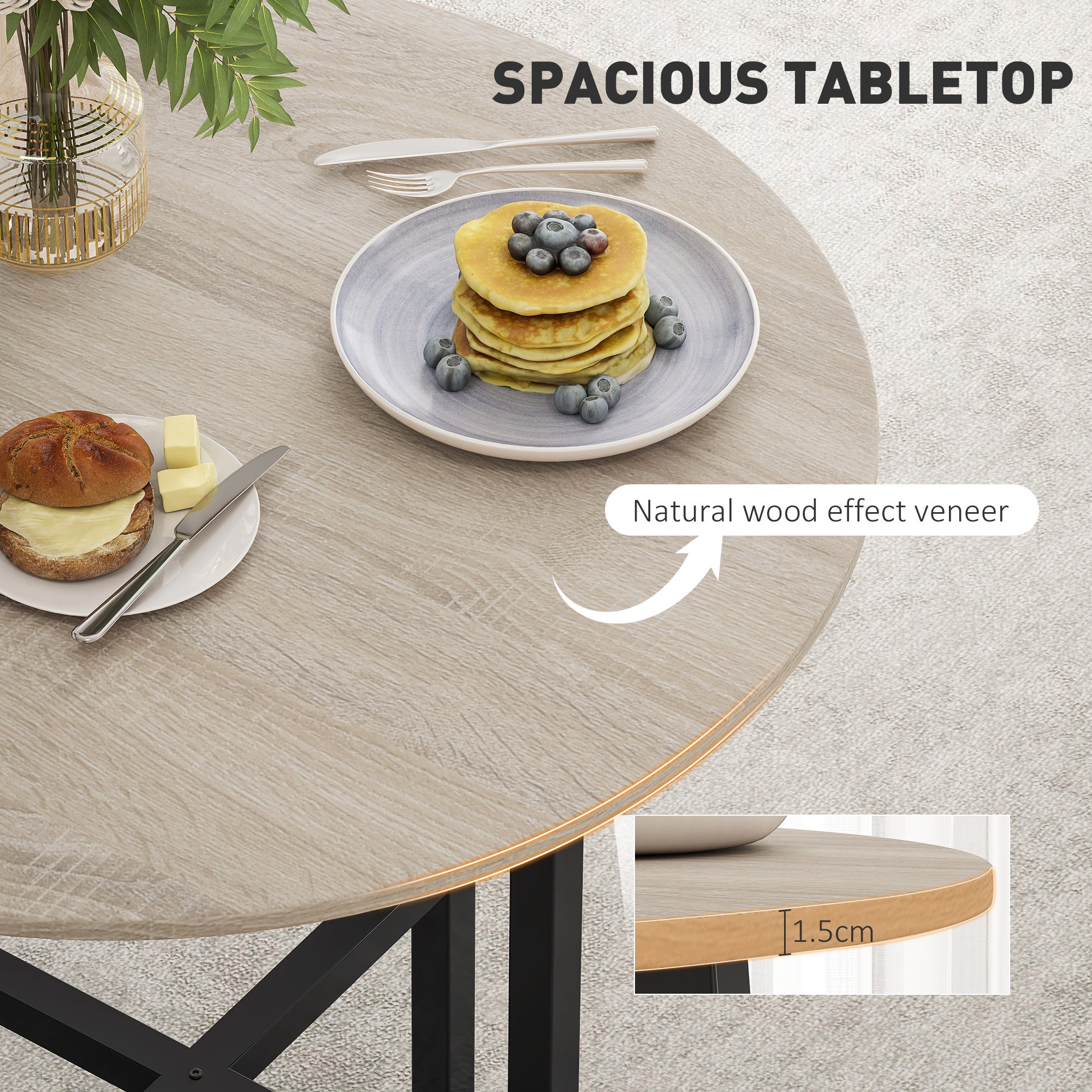 EasyComfort Rond eettafel 2 pers. Ø80x75 cm hout/staal