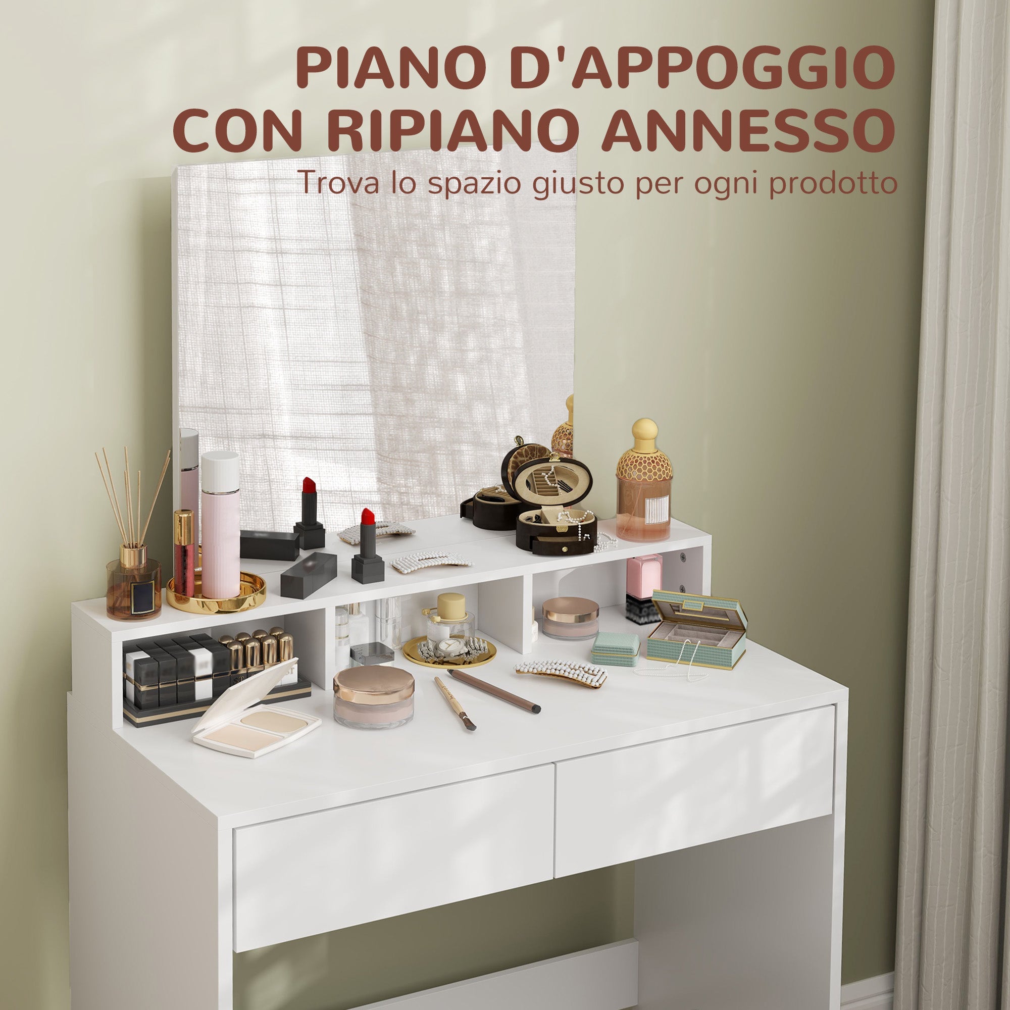EasyComfort Tavolo da Trucco make-uptafel 75x38x135 cm wit