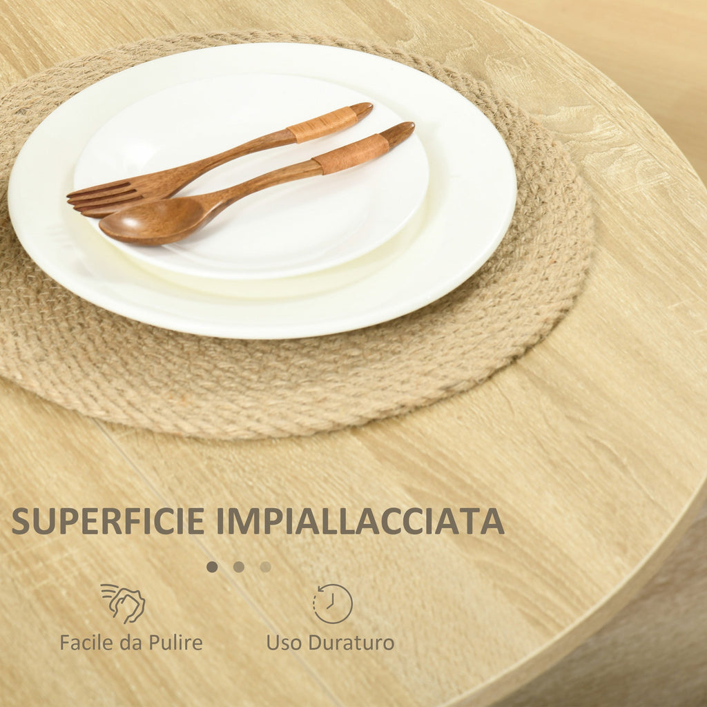 EasyComfort Tavolo Pieghevole da Pranzo a 2 Ribalte, Tavolo Consolle in Legno Salvaspazio, Rovere