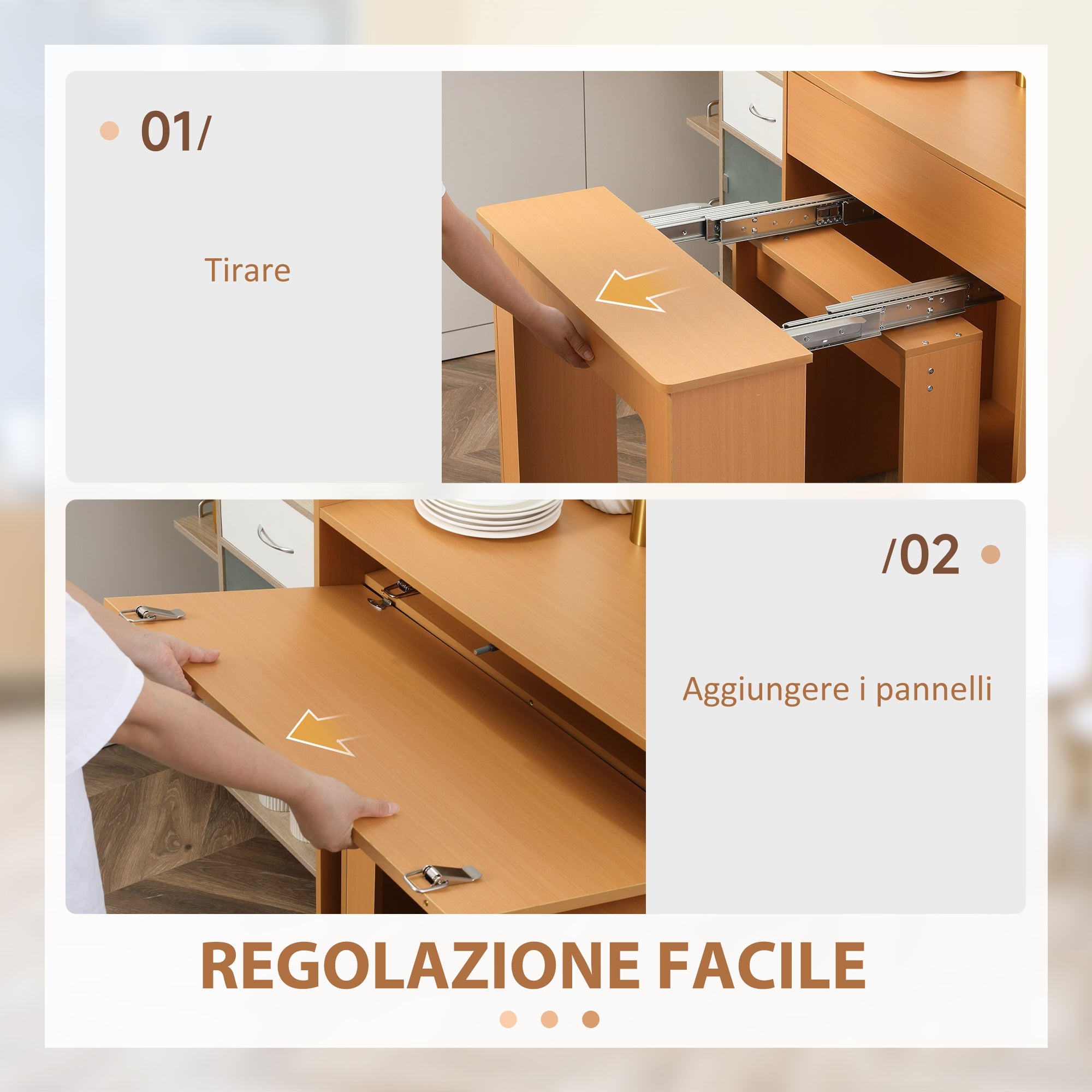 EasyComfort opvouwbare eettafel, max. 5 personen, 84x180x100 cm