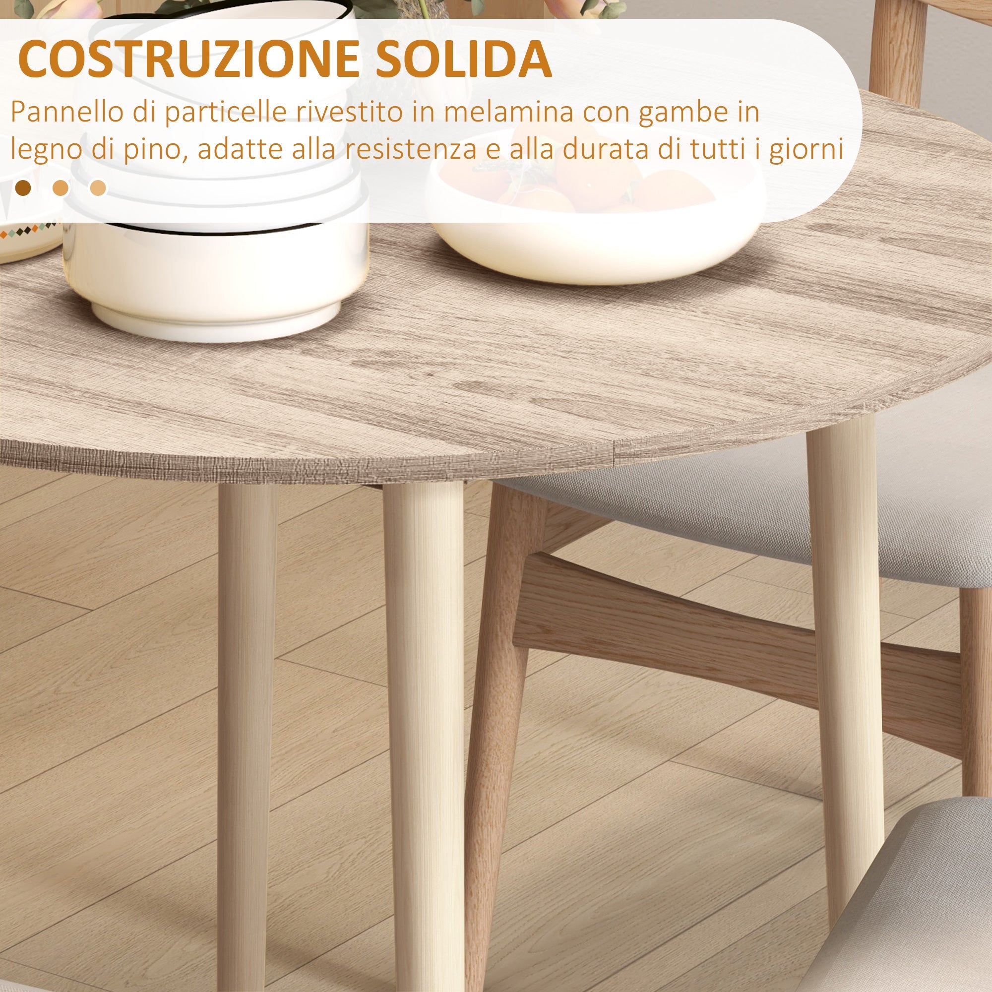 EasyComfort Tavolo Pieghevole Moderno a Ribalta per Cucina e Soggiorno, in Truciolato, Ø89x73.5 cm
