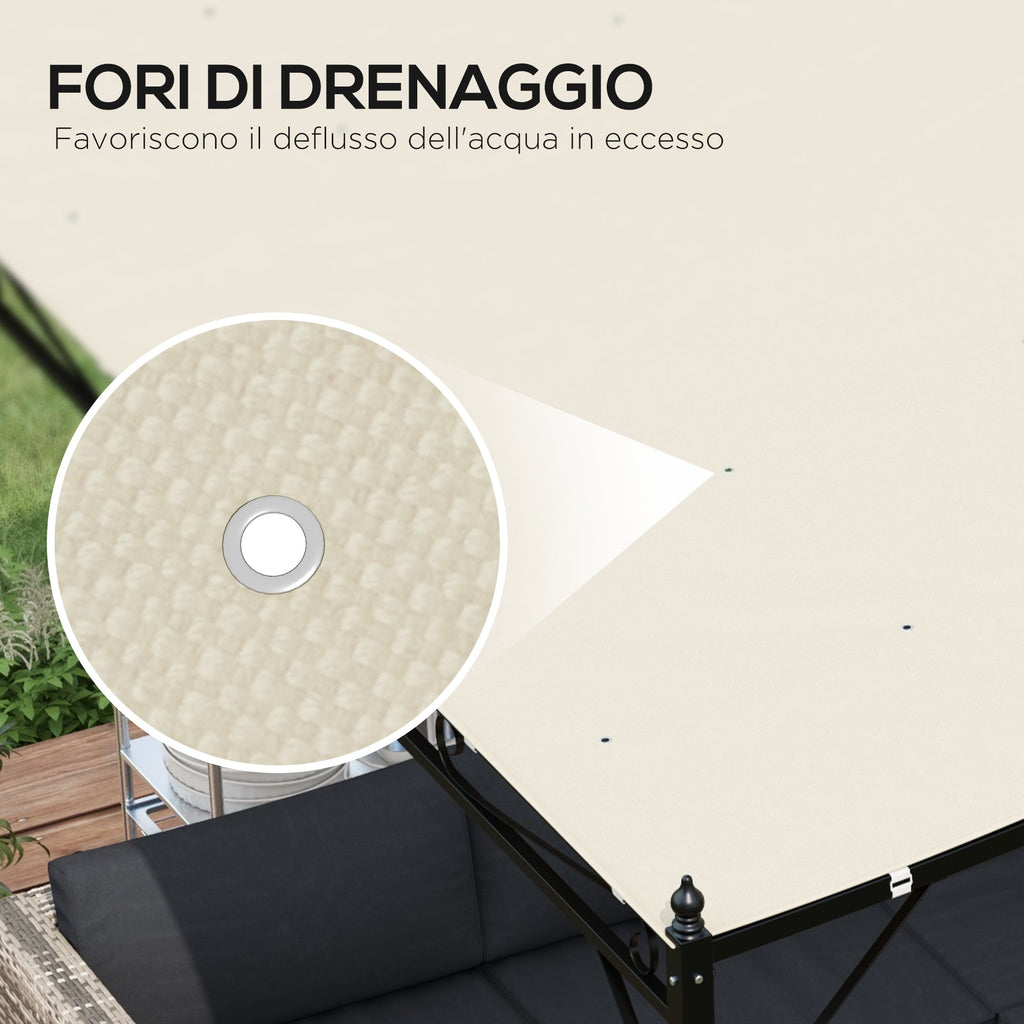 EasyComfort Telo Copertura per Gazebo Pergola 3x3 m in Poliestere with 16 Fori di Drenaggio, 297x297 cm, Beige