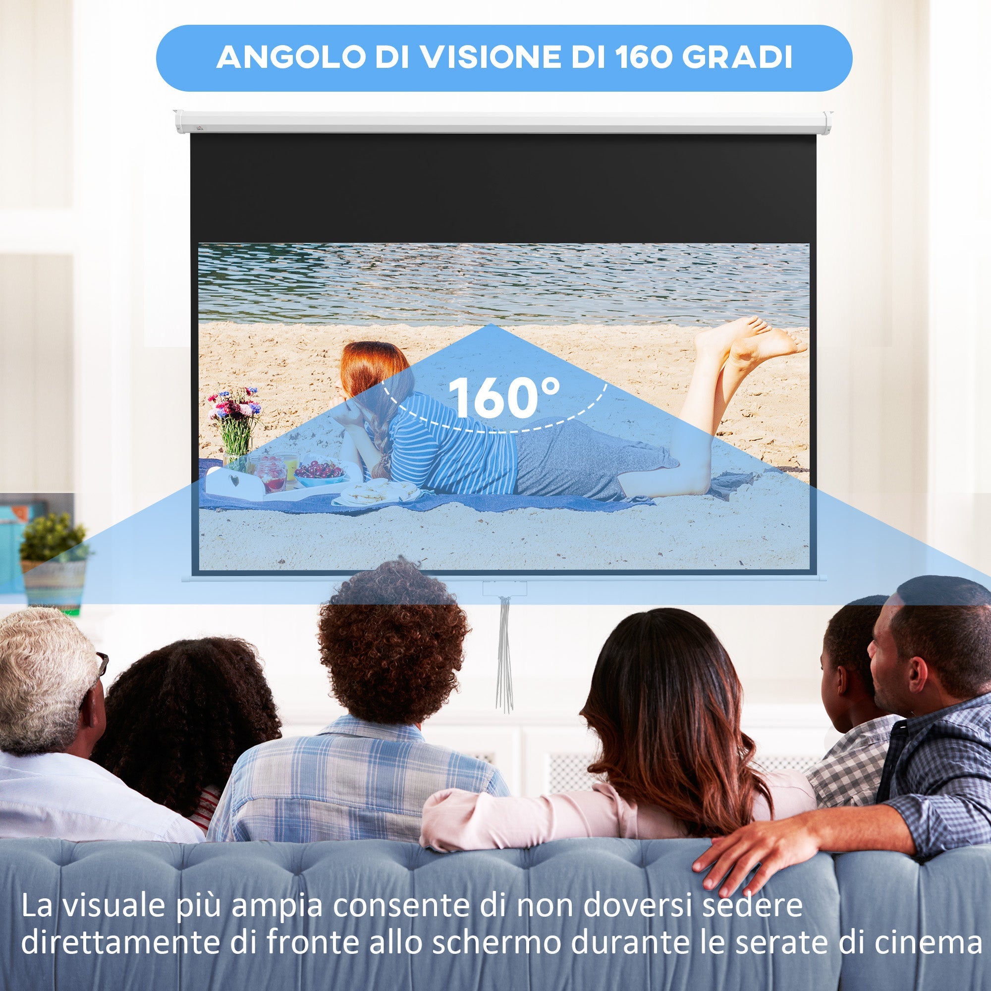 EasyComfort 100\" projectiescherm 16:9, wand- en plafondmontage, wit