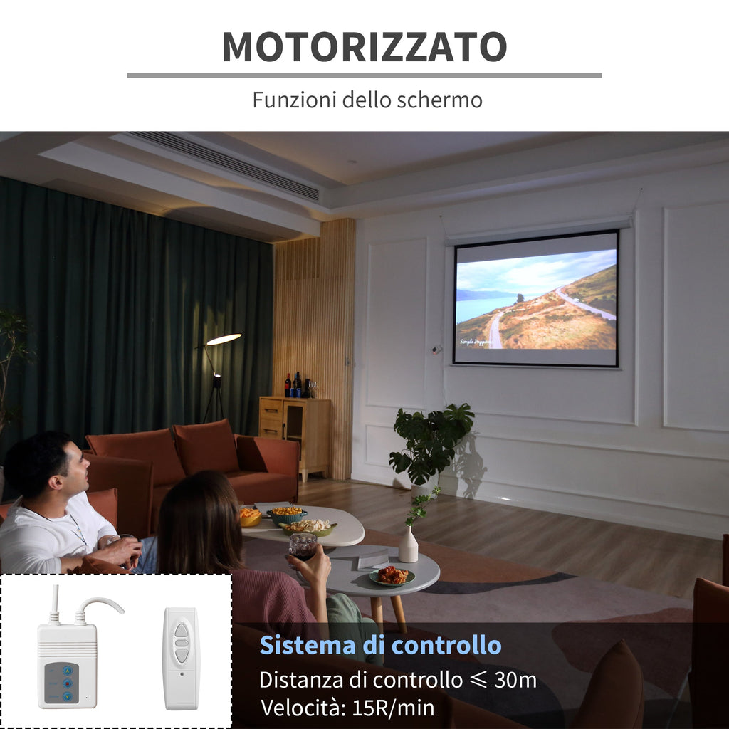 Easycomfort Telo Proiettore 84" Formato 4:3 with Telecomando, in Tessuto Plastico e Metallo, 171x130 cm, white