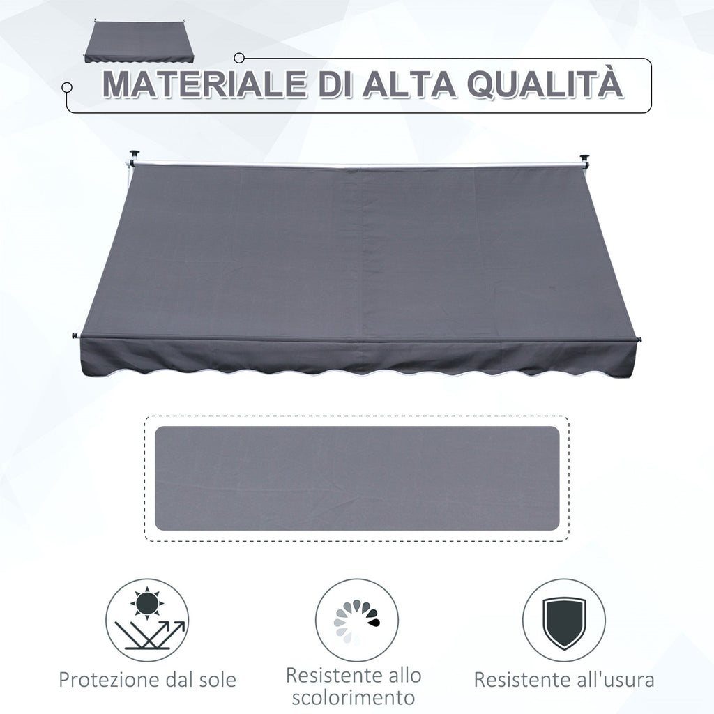 Easycomfort Tenda da Sole 3x1.5 m a Bracci with Manovella, Struttura Telescopica in Metallo e Parasole in Poliestere