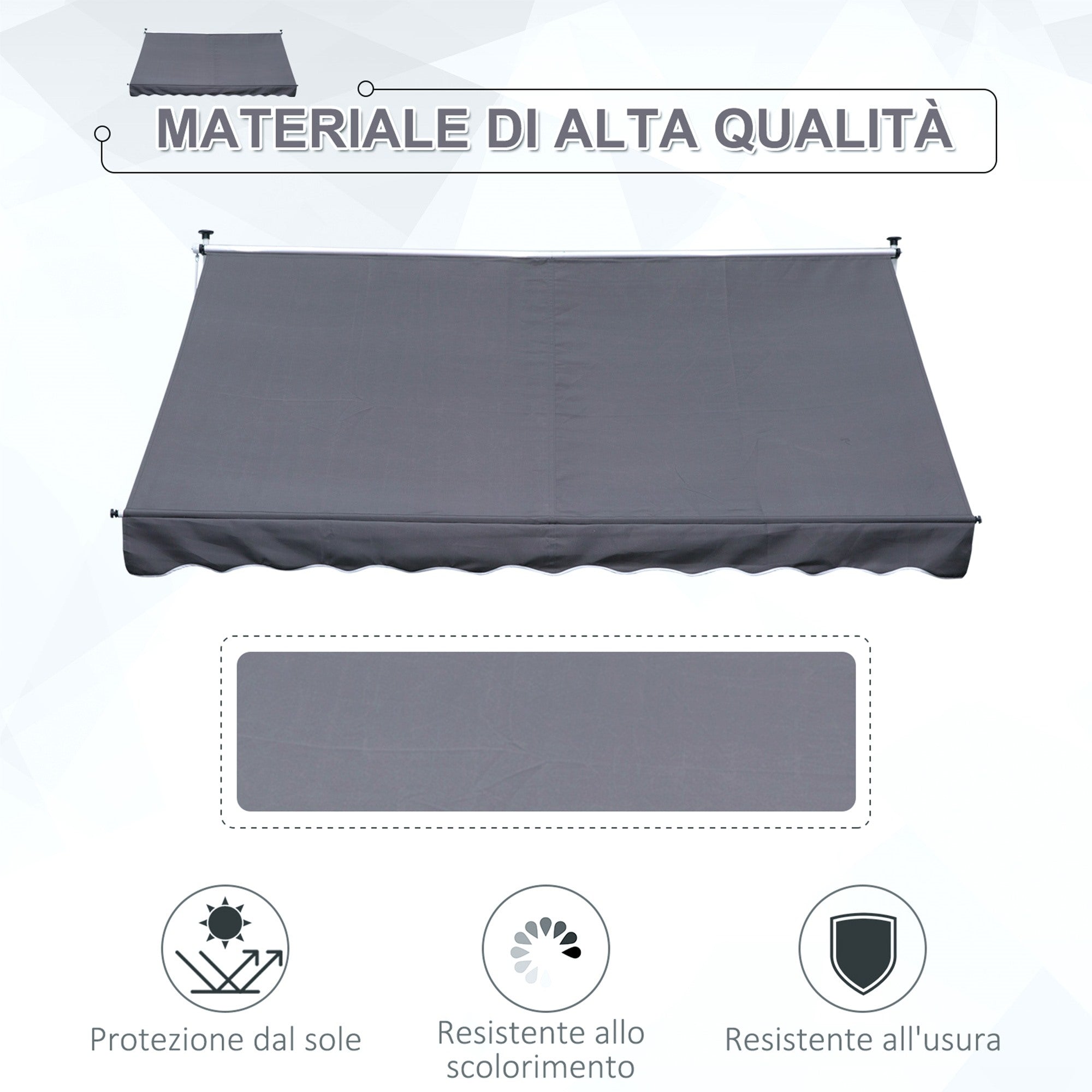Easycomfort Tenda da Sole 3x1.5 m a Bracci with Manovella, Struttura Telescopica in Metallo e Parasole in Poliestere