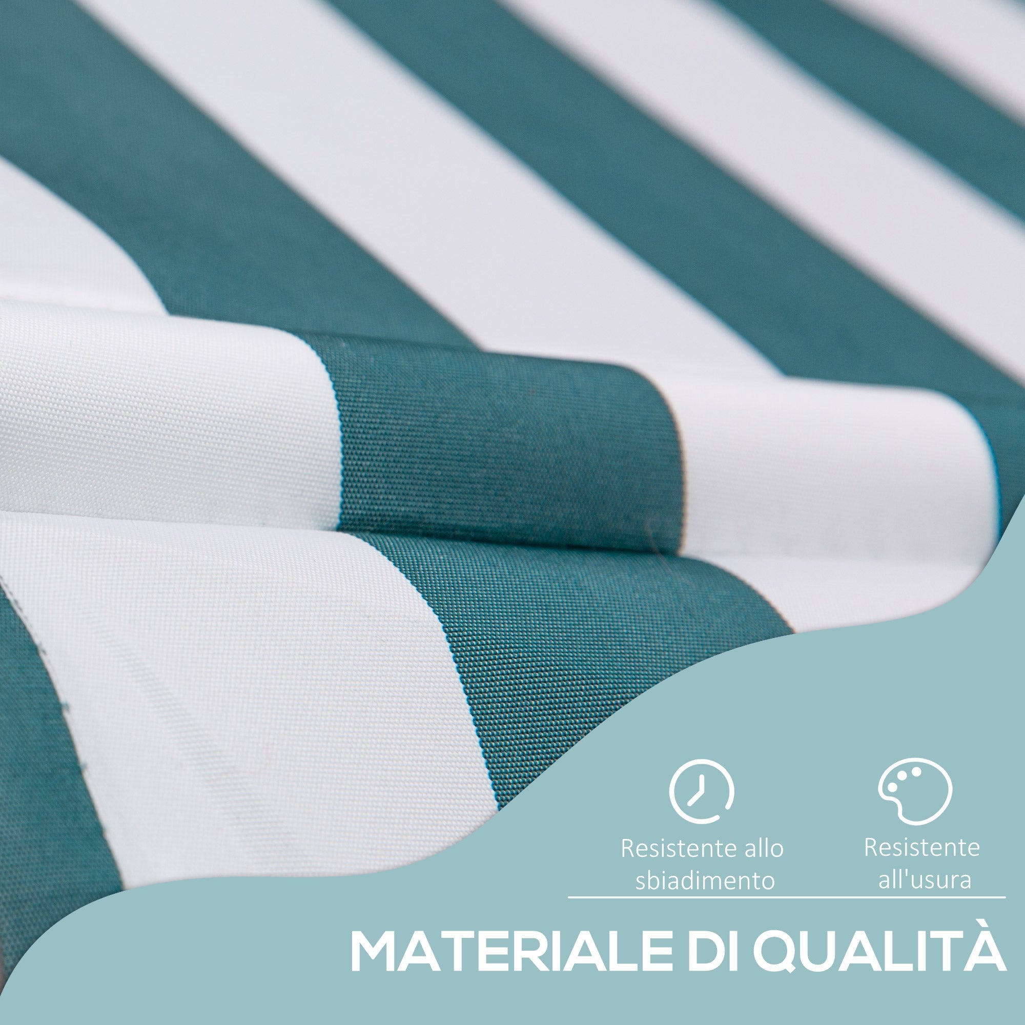 EASYCOMFORT Outdoor Roller Awning 2x1.5m with Crank, Adjustable Height and Angle, White and Green