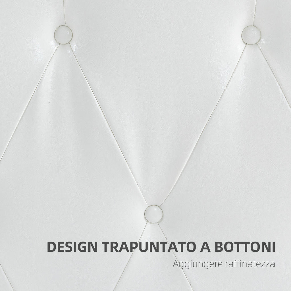 EasyComfort Testiera Letto Matrimoniale Imbottita with Design a Bottoni, in Pelle PU e MDF, 160x7x120 cm, white