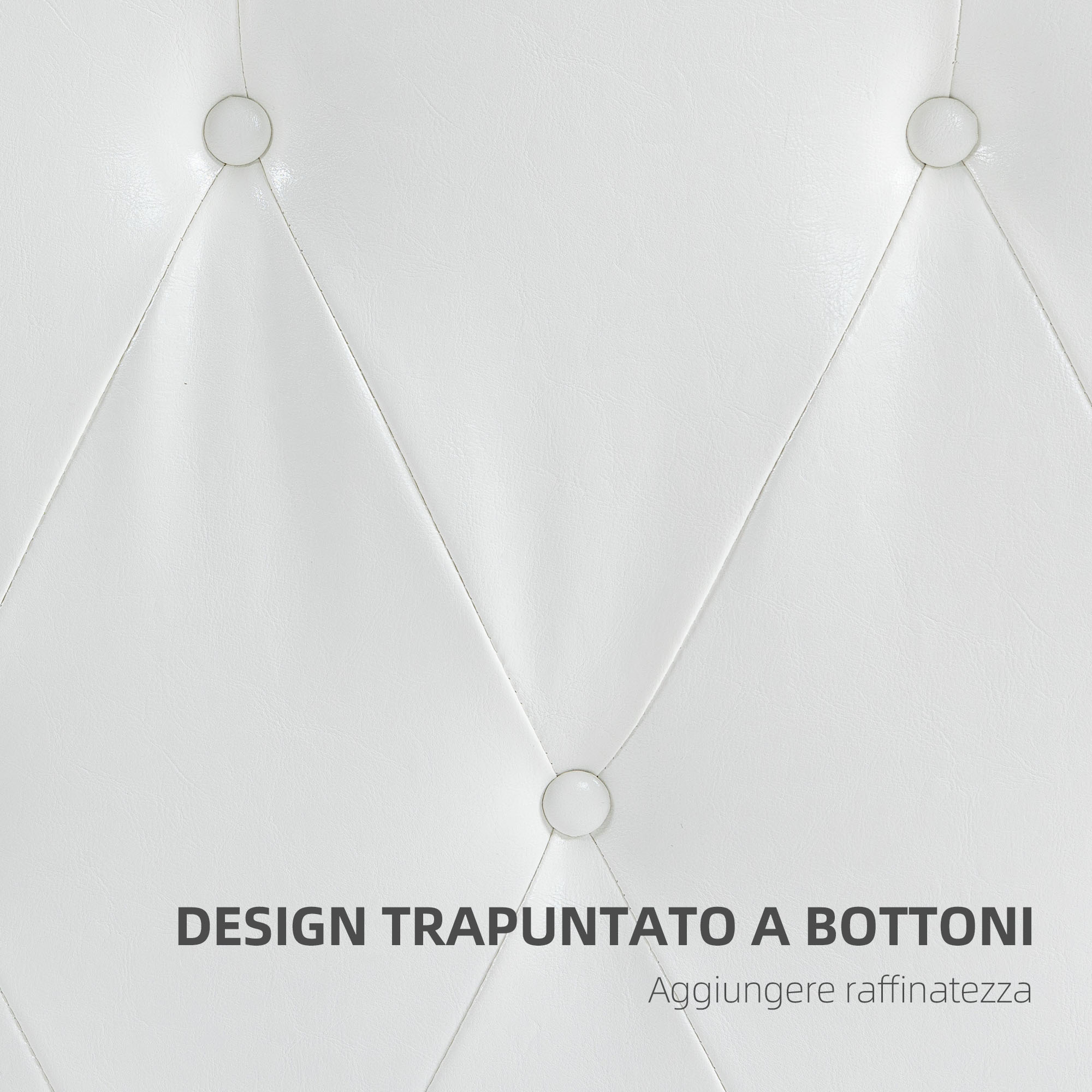 EasyComfort Testiera Letto Matrimoniale Imbottita with Design a Bottoni, in Pelle PU e MDF, 160x7x120 cm, white