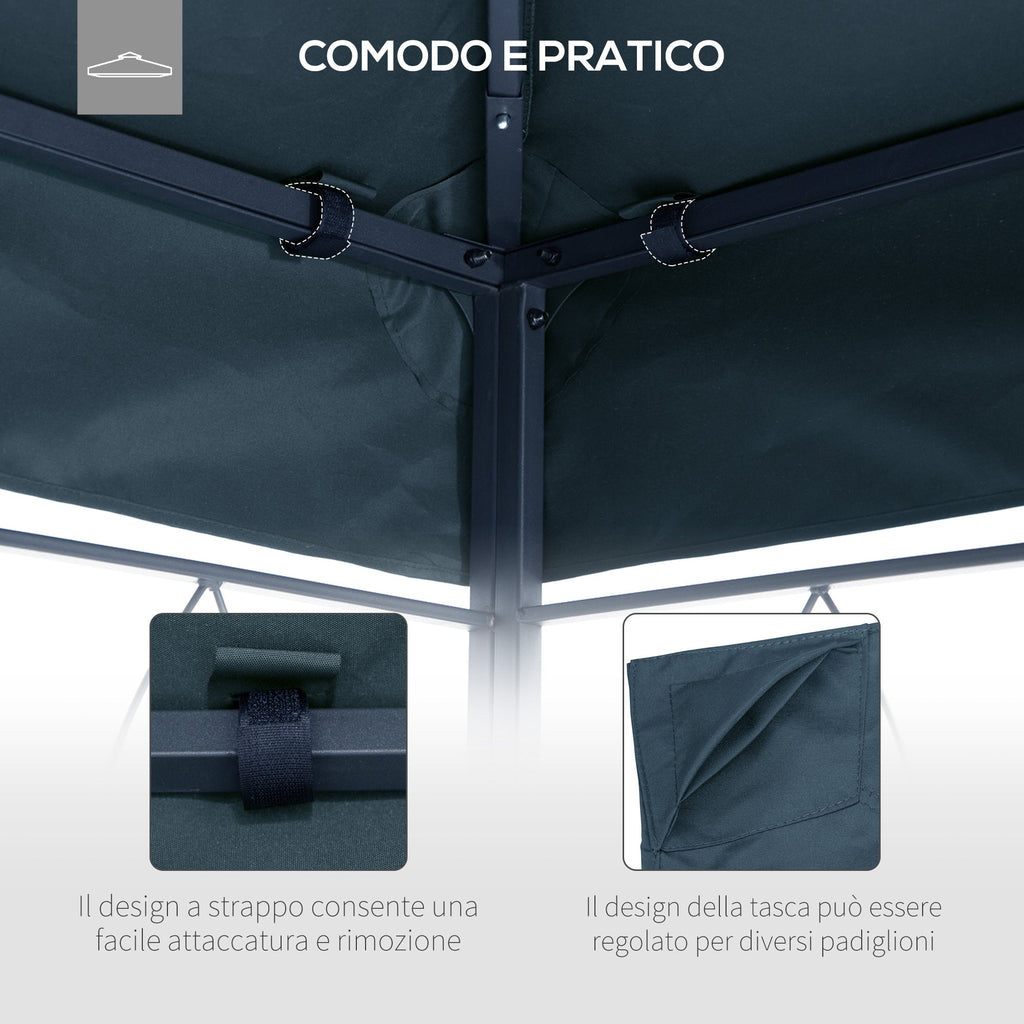 Easycomfort Tetto di Ricambio per Gazebo 3x3 m in Poliestere Grigio with 8 Fori di Ventilazione
