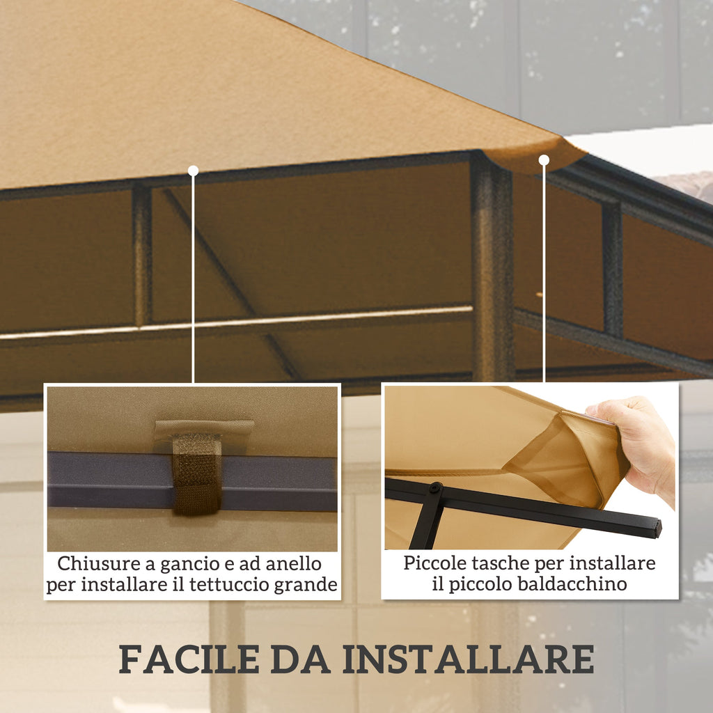EasyComfort Tetto di Ricambio per Gazebo 3x3m in Poliestere with Prese d'Aria e Fori di Drenaggio, Beige
