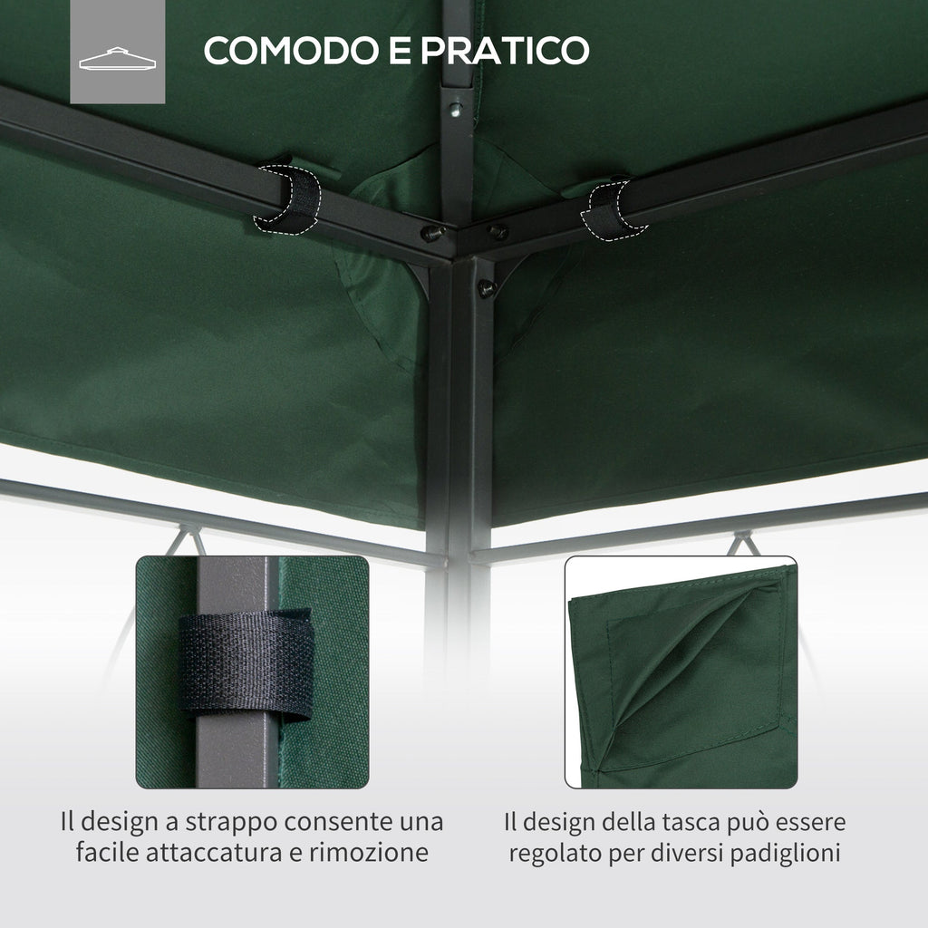 Easycomfort Tetto di Ricambio per Gazebo da Giardino 3x3m in Poliestere, Verde