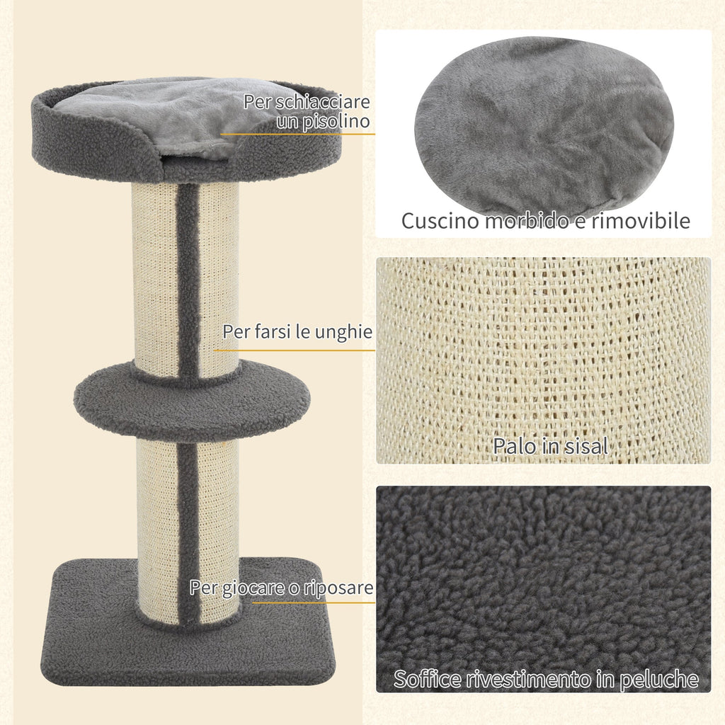 EASYCOMFORT Tree Scratching Post for Cats with Kennel, Cushion, Plush Cover and Sisal Rope Poles