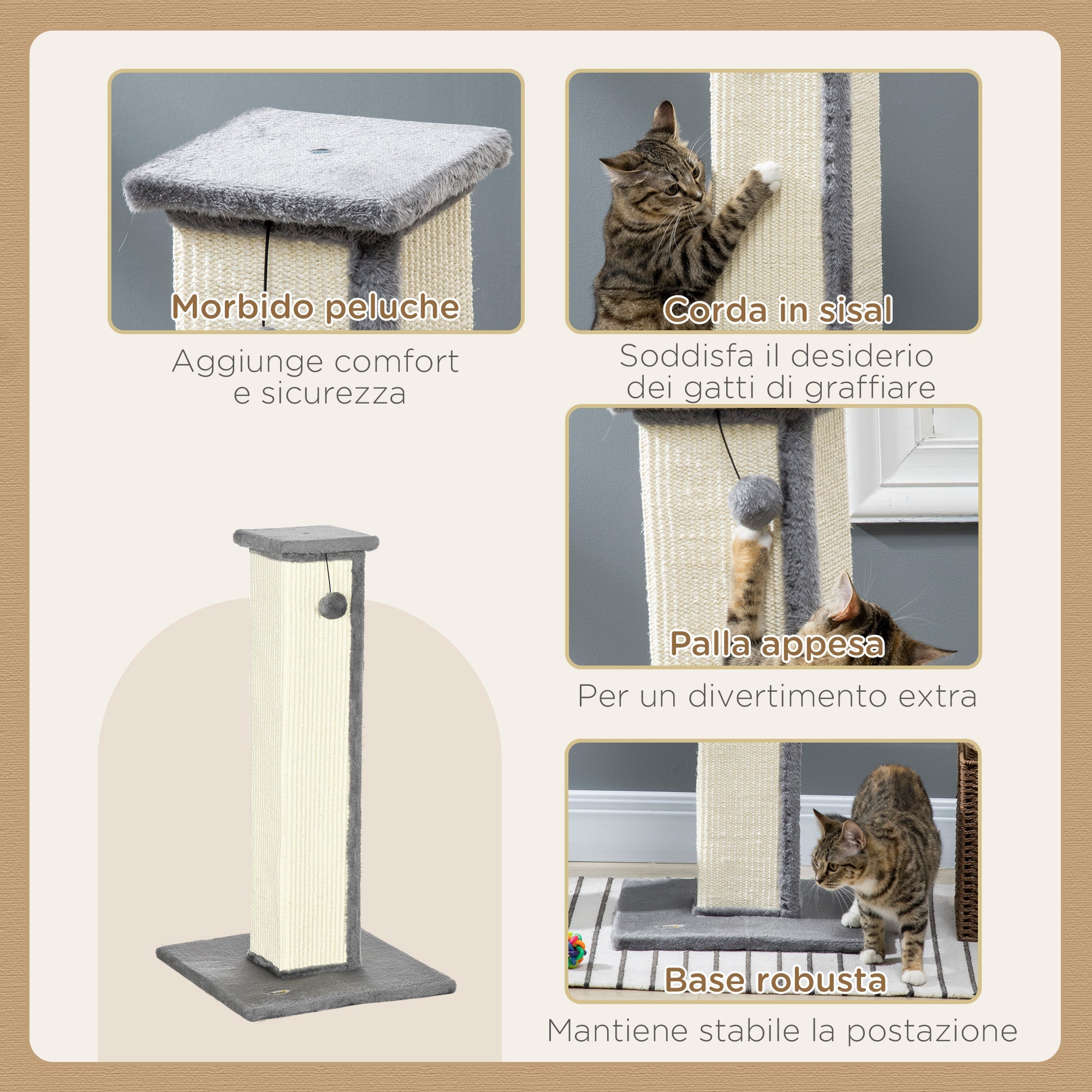 EasyComfort Krabpaal voor katten 41x41x81 cm