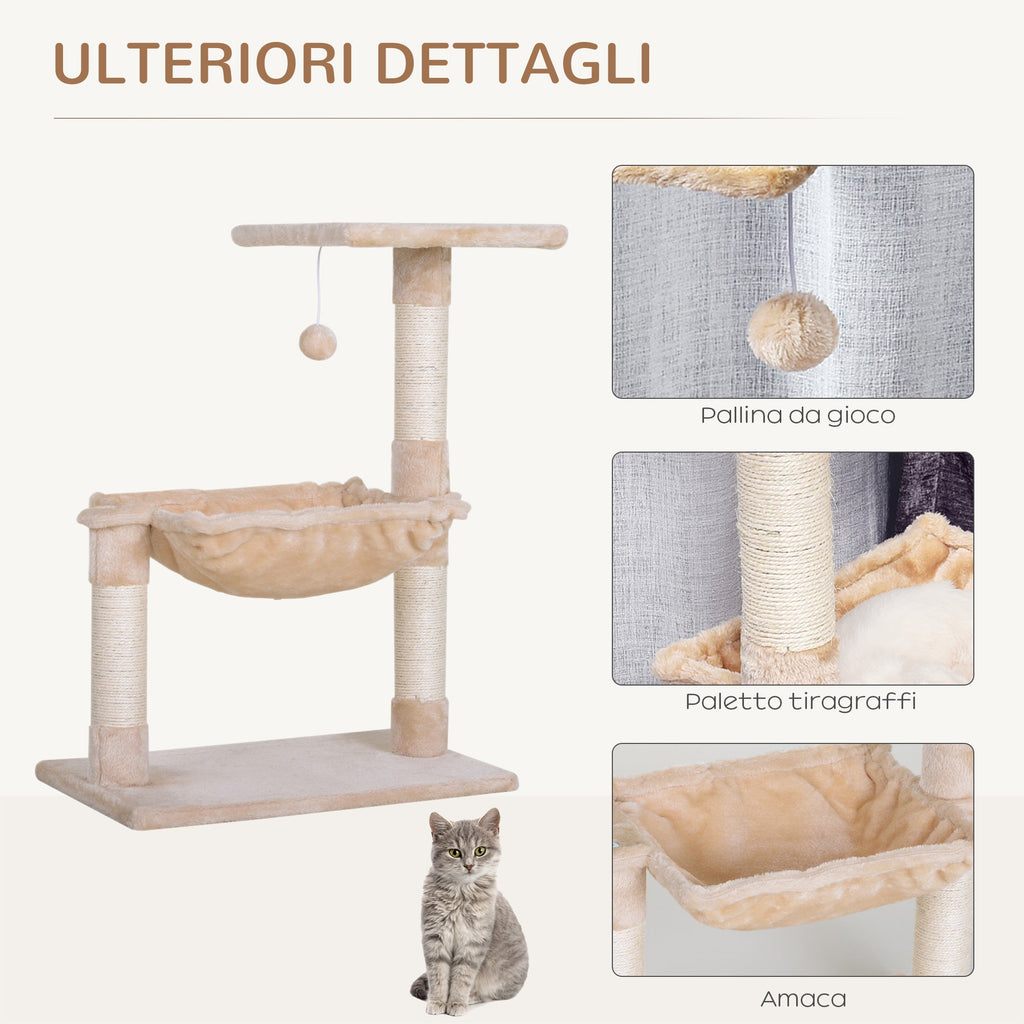 EasyComfort Krabpaal met hangmat 50x36x70 cm Beige