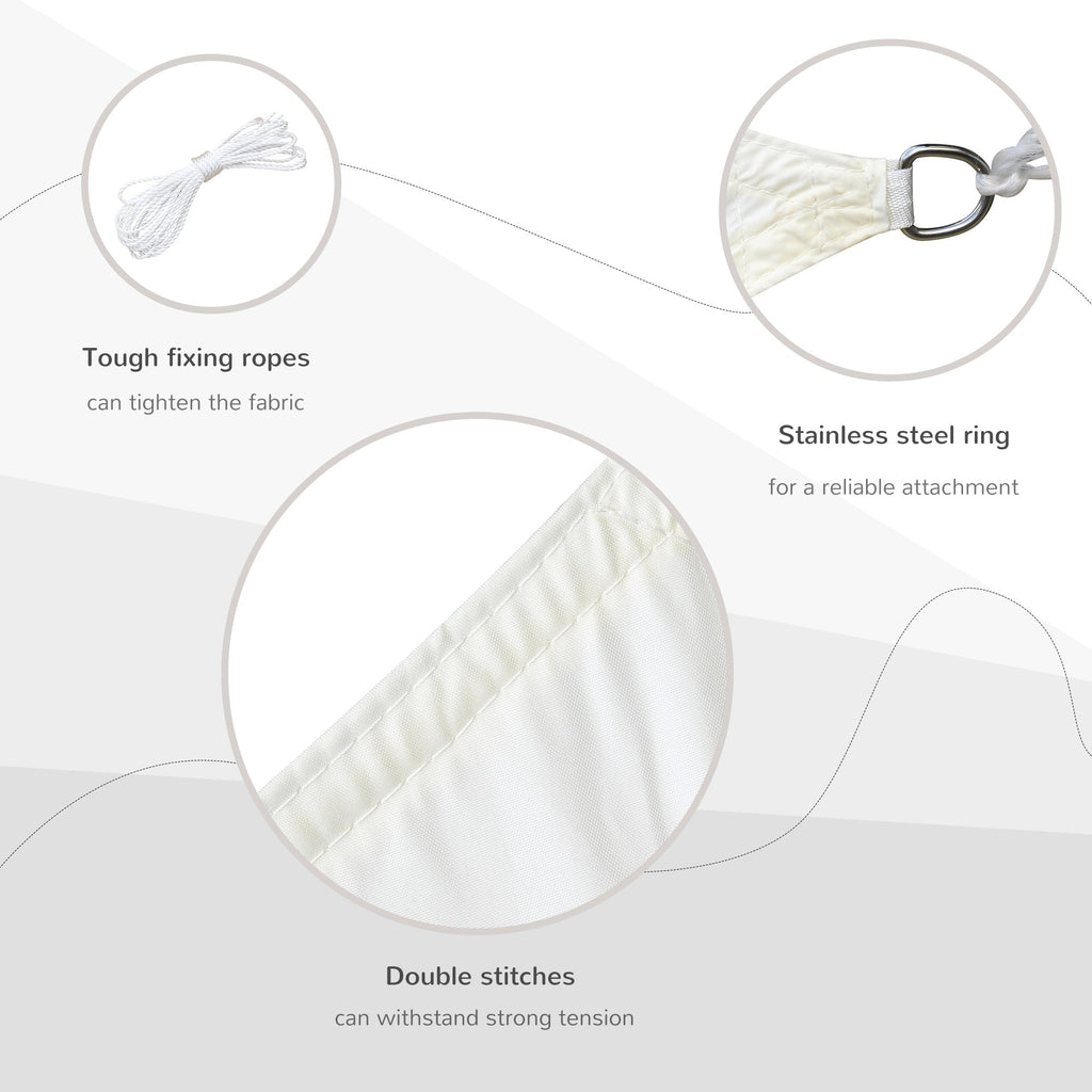 EASYCOMFORT Rectangular Shade Sail 4x6m, Outdoor Awning in Anti-UV Breathable Cream White Polyester