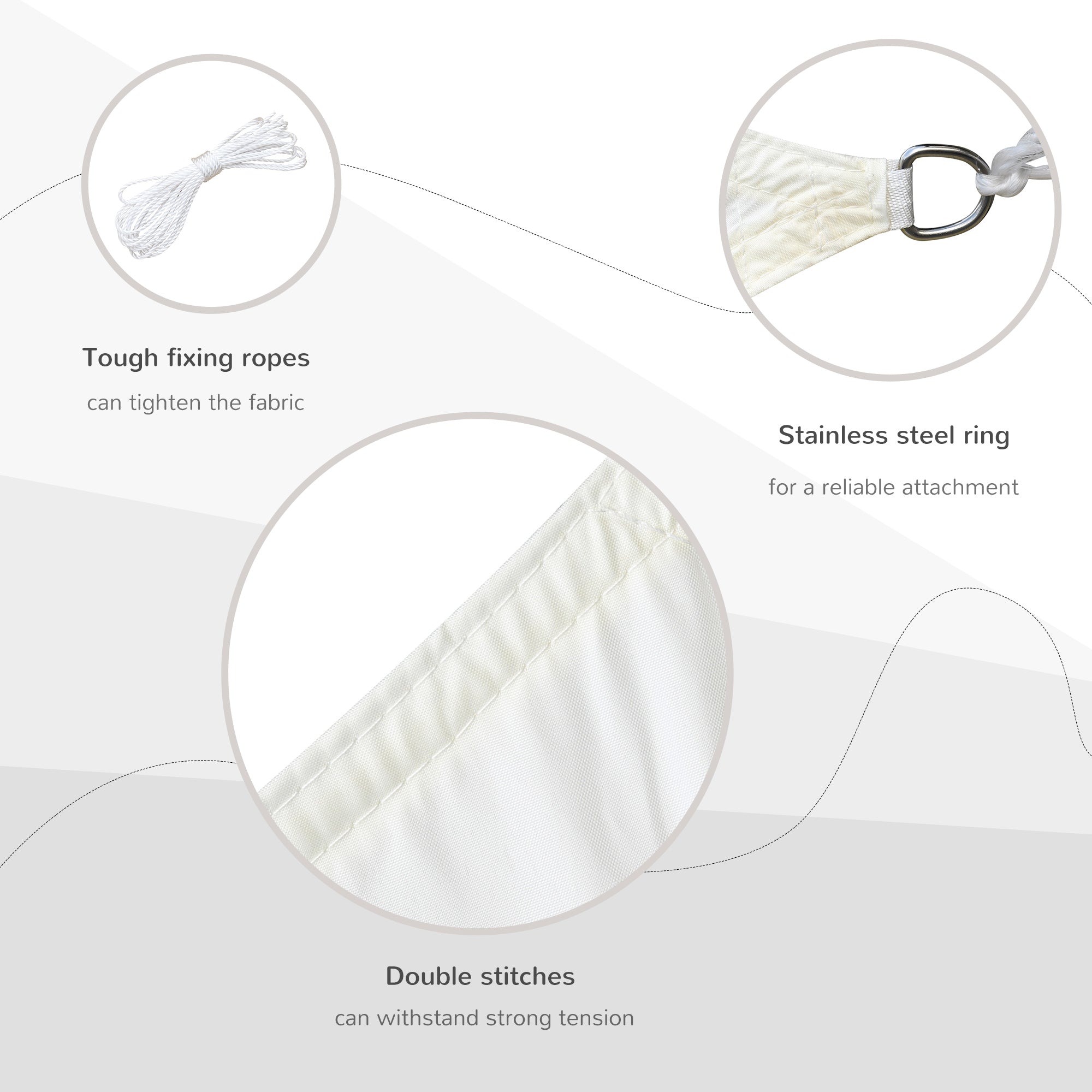 EASYCOMFORT Rectangular Shade Sail 4x6m, Outdoor Awning in Anti-UV Breathable Cream White Polyester