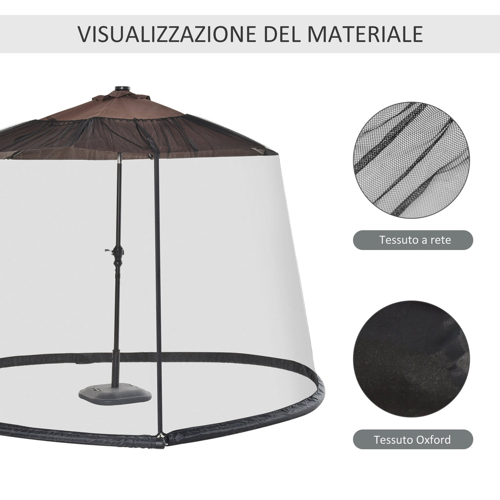 EasyComfort Zanzariera per Ombrellone 3x2.3 m Regolabile a Rete Fitta with Apertura a Cerniera, black