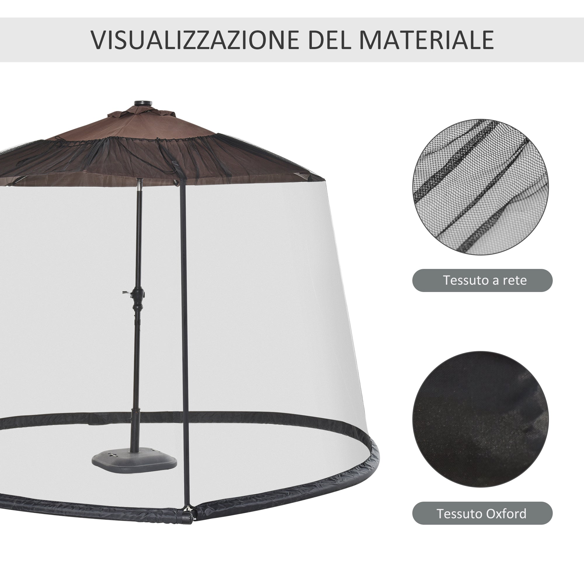 EasyComfort Zanzariera per Ombrellone 3x2.3 m Regolabile a Rete Fitta with Apertura a Cerniera, black