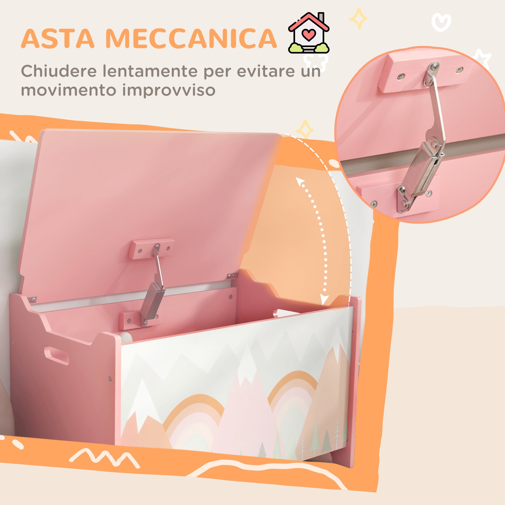 EasyComfort ZONEKIZ speelgoedkist 60x37x39 cm, roze