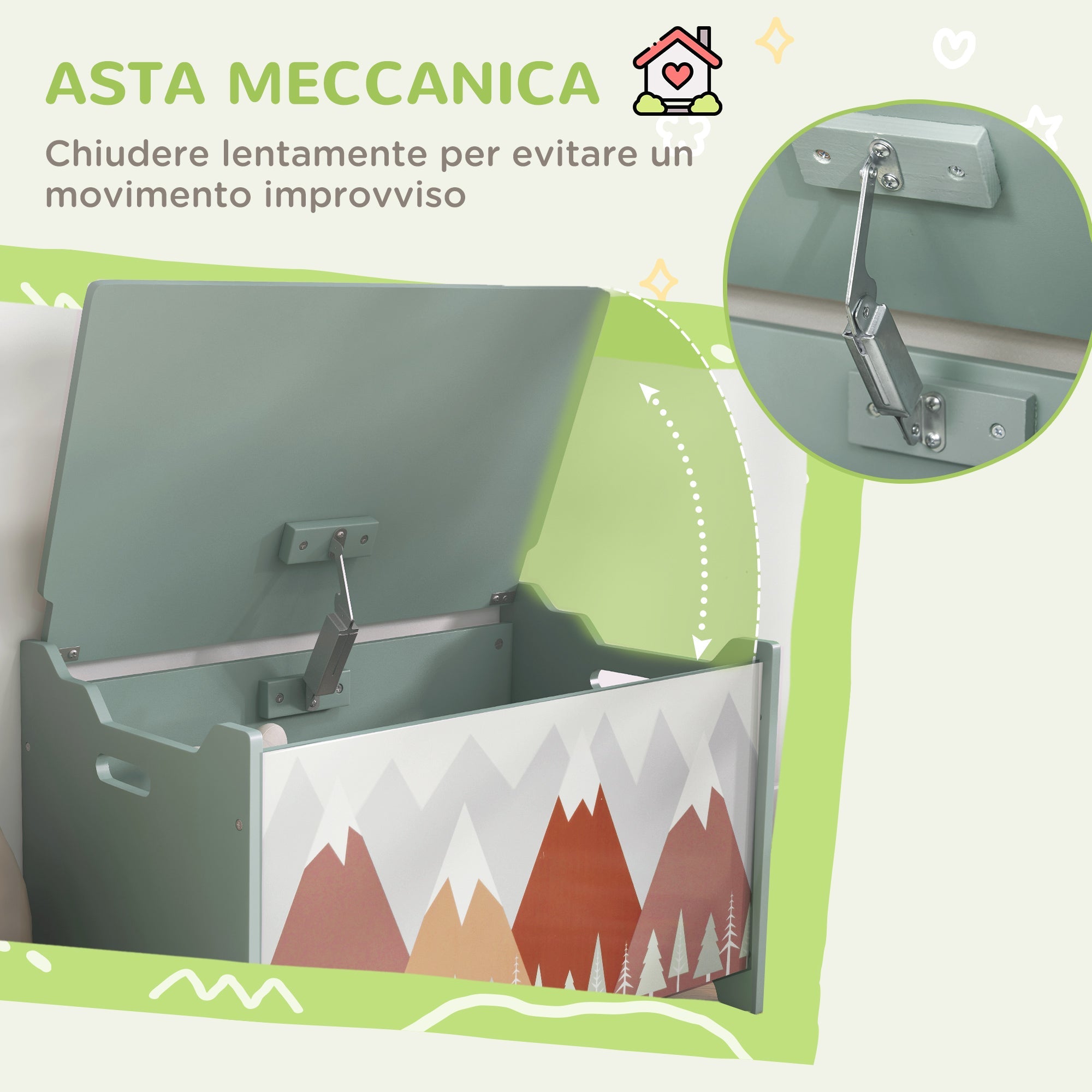 EasyComfort ZONEKIZ speelgoedkist 60x37x39 cm, MDF, groen