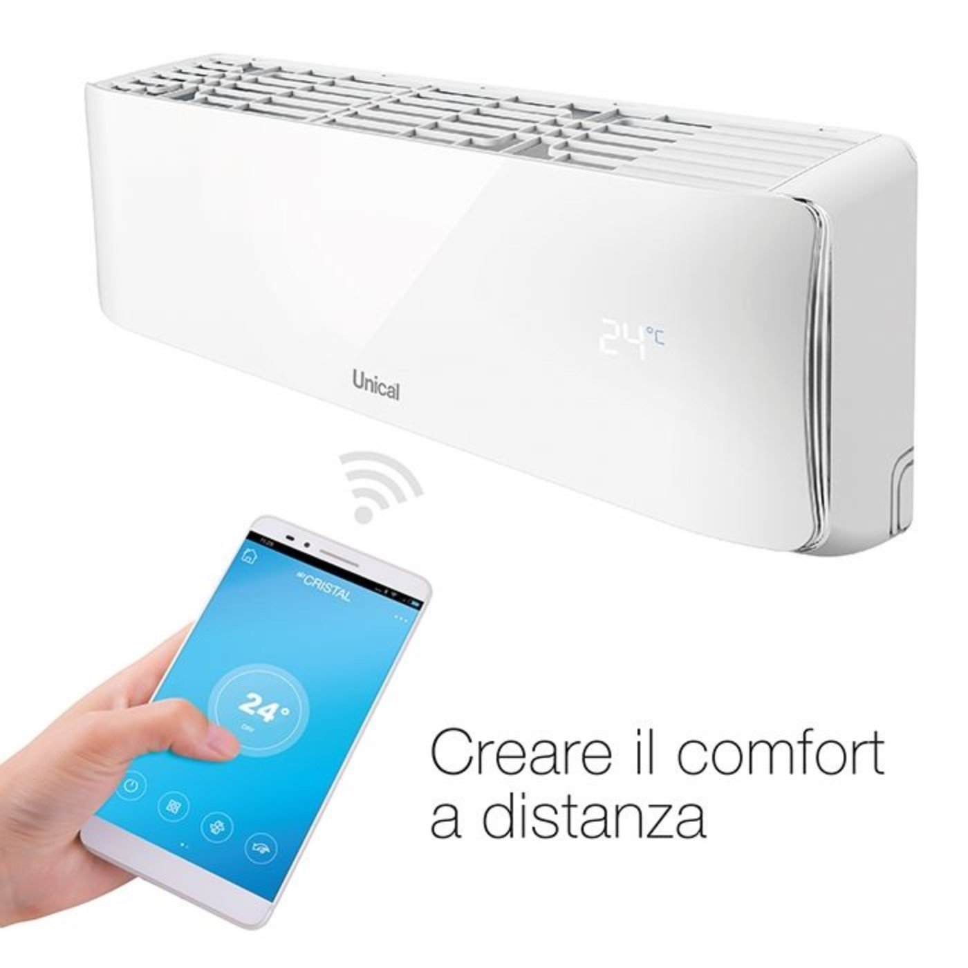 Unical Inverter Mono Split Air Conditioner AIR CRISTAL series 10000 Btu KMUN 10H R-32 Wi-Fi Optional