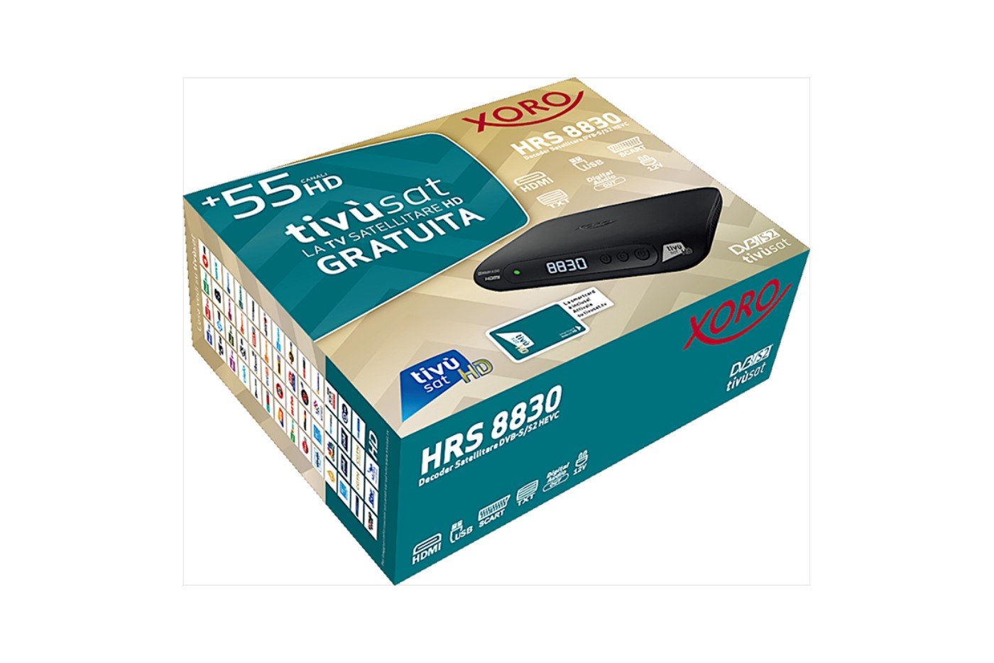 Ready for delivery - Xoro tivùsat HD DVB-S2 certified satellite receiver decoder with integrated Nagra CA system HRS 8830