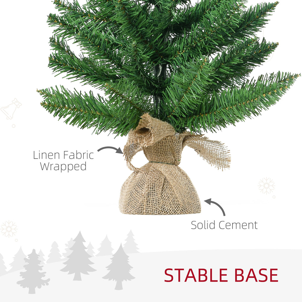 Easycomfort Albero di Natale Mini 55cm with 50 Rami Folti e Aghi Realistici in PVC, Base in Cemento e Iuta