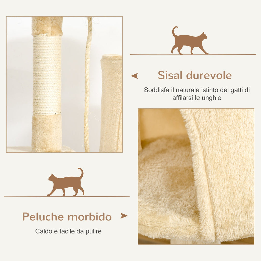 EasyComfort 4-laags krabpaal met hol en speelgoed, 114 cm