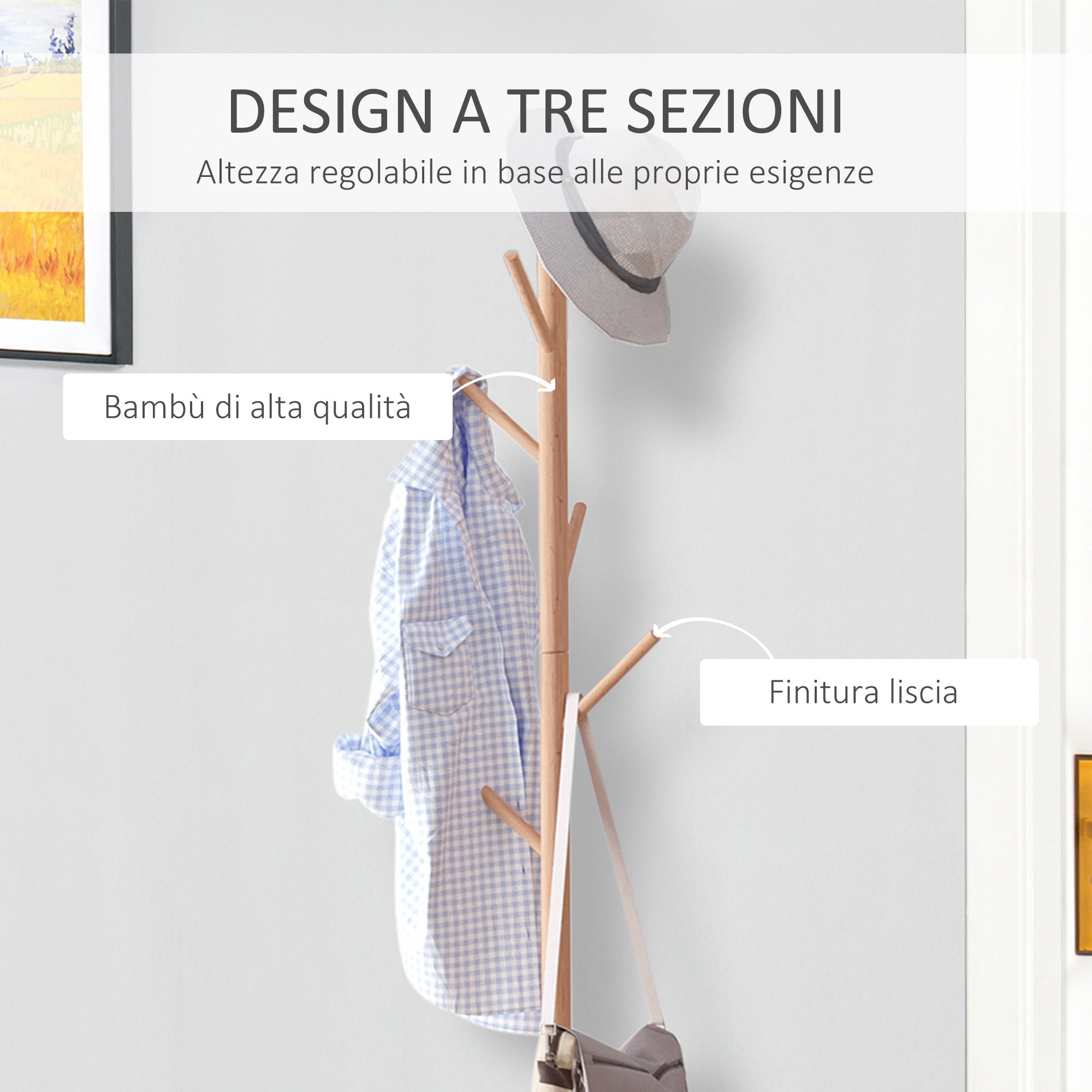 EasyComfort Appendiabiti with Panchina Cubo per Scarpe Per Ingresso e Camera da Letto 6 Ganci, Bambù Legno MDF, white, 40x30x180cm