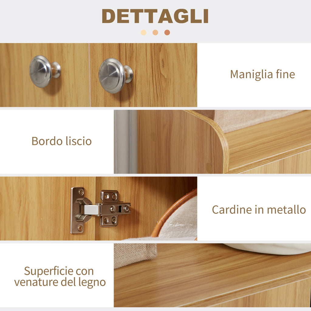 Easycomfort Armadio Scarpiera Salvaspazio e Moderno in Legno per 12 Paia with 4 Ripiani Aperti, 83x30x90 cm, Marrone Chiaro